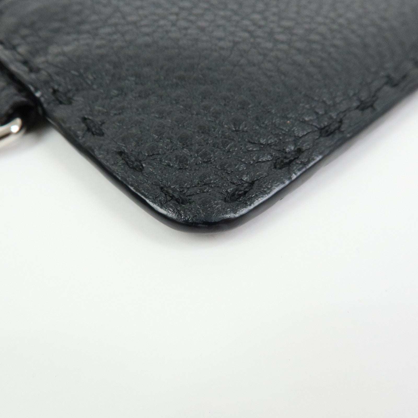FENDI Selleria Calf Leather Card Case Coin Case Black 7M0343