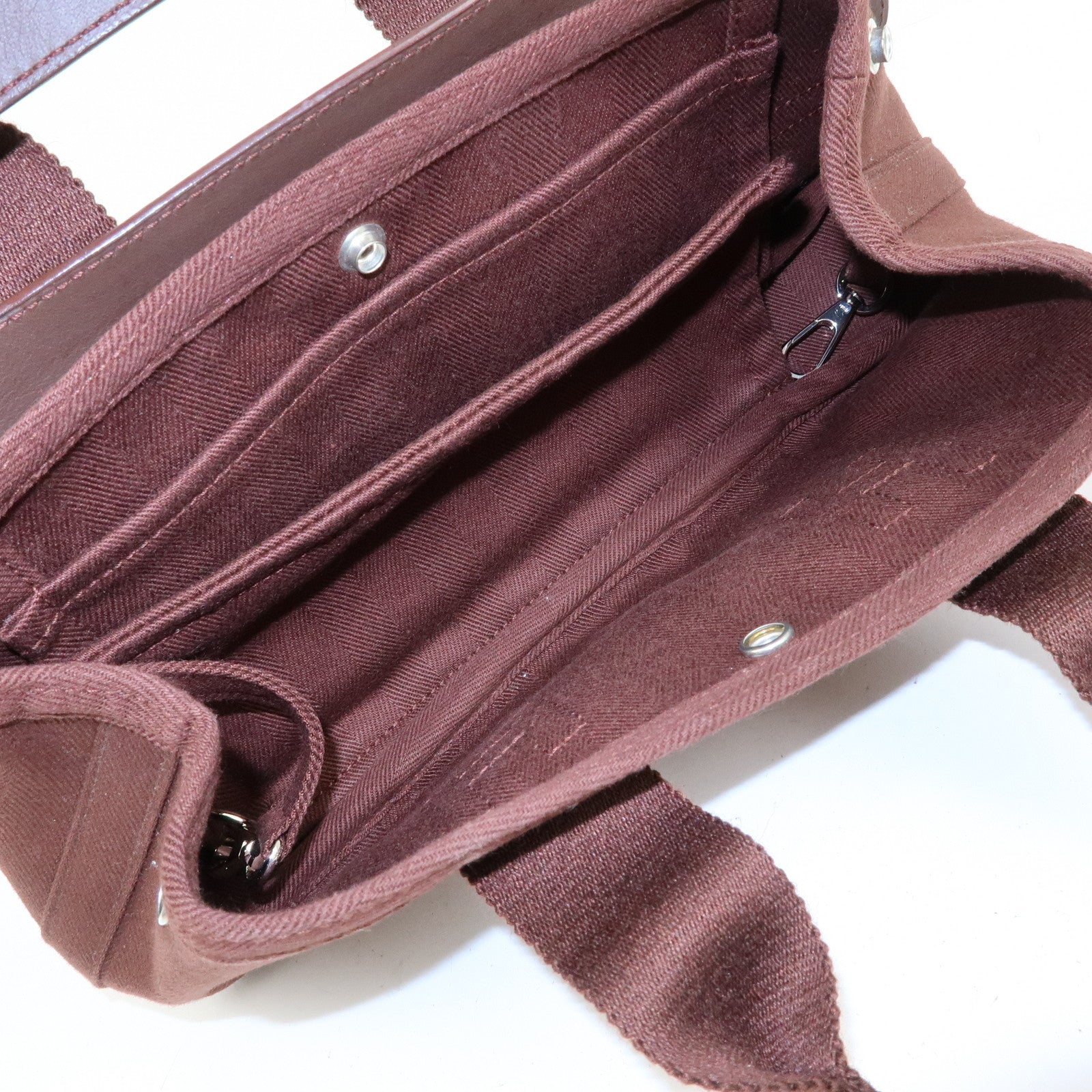HERMES Toile Chevron Valparaiso Long PM Hand Bag Brown