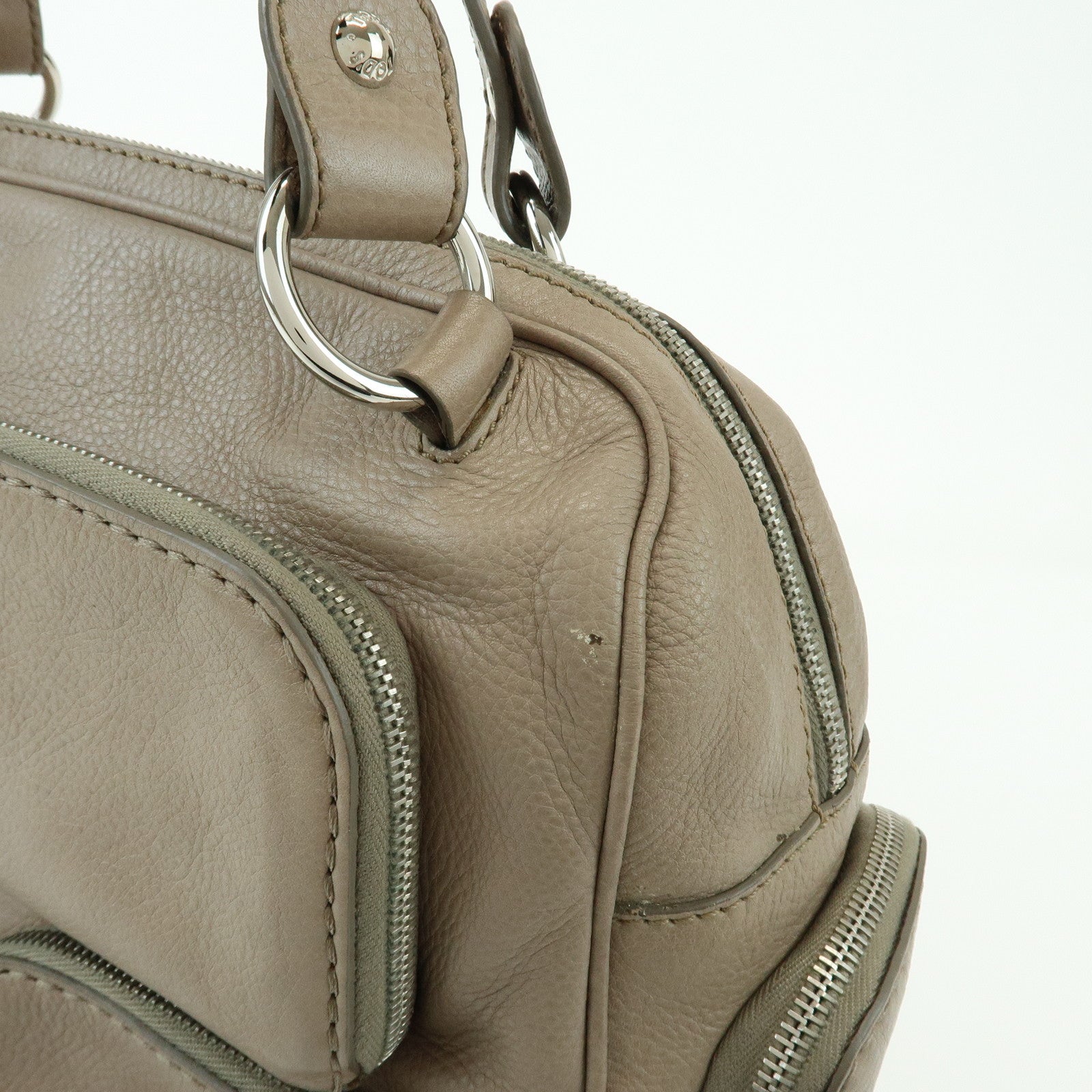 TOD'S Multiple Pocket Leather Shoulder Bag Hand Bag Beige