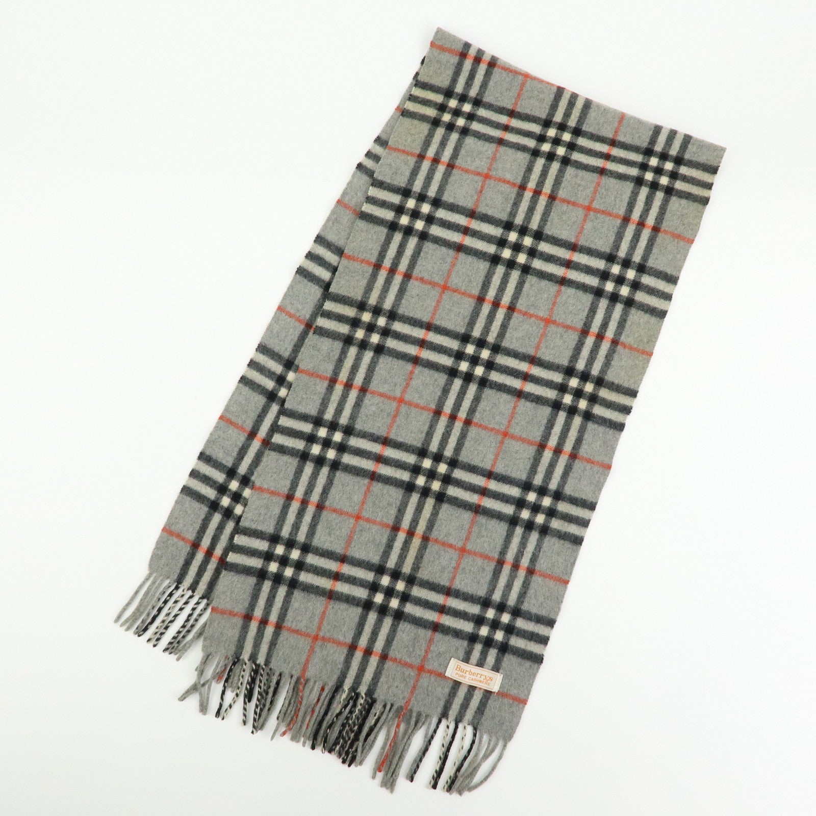 BURBERRY Lot of 2 Cashmere 100% Scarf Shawl Nova Plaid Grey Off White