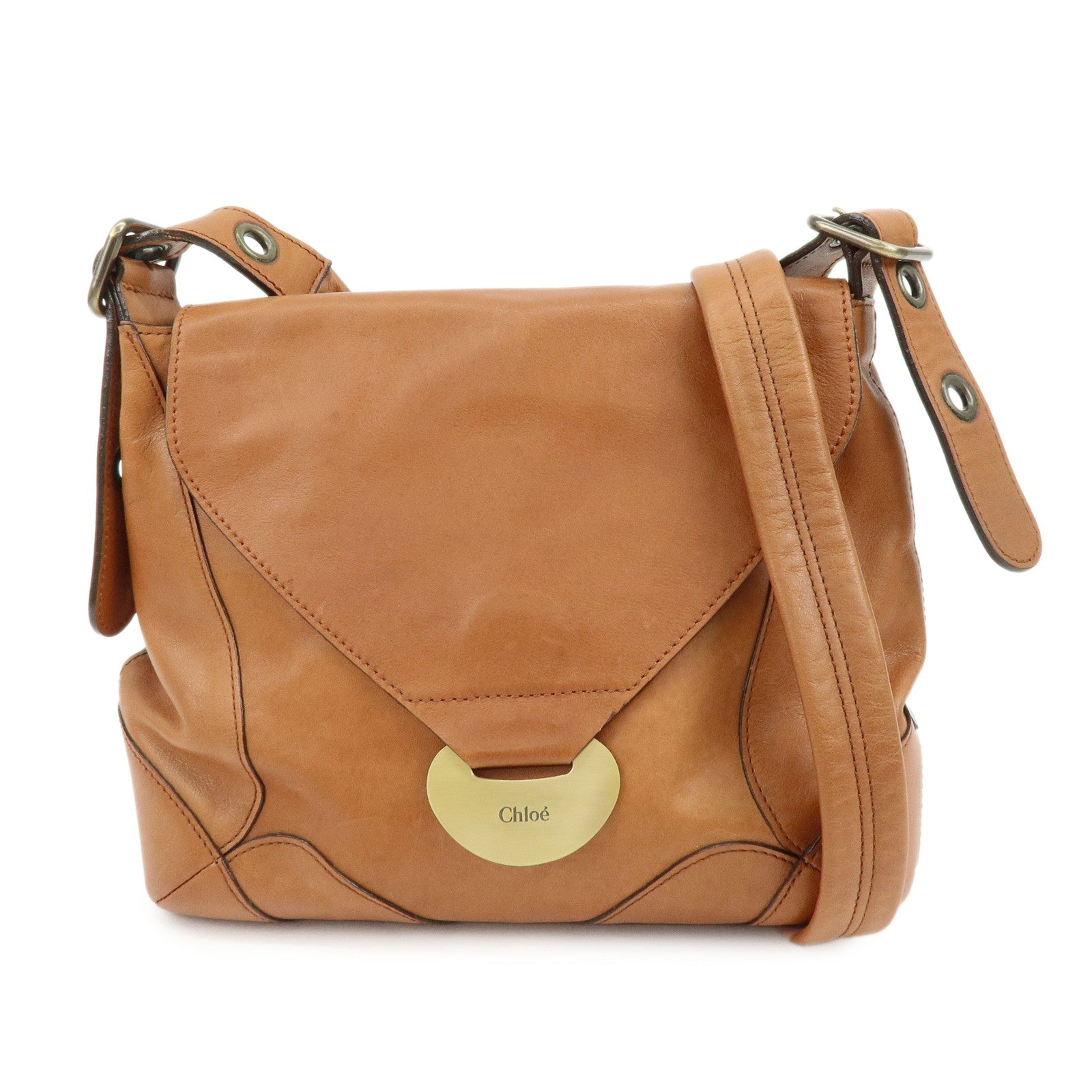 Chloe Eloise Leather Shoulder Bag Crossbody Bag  Brown