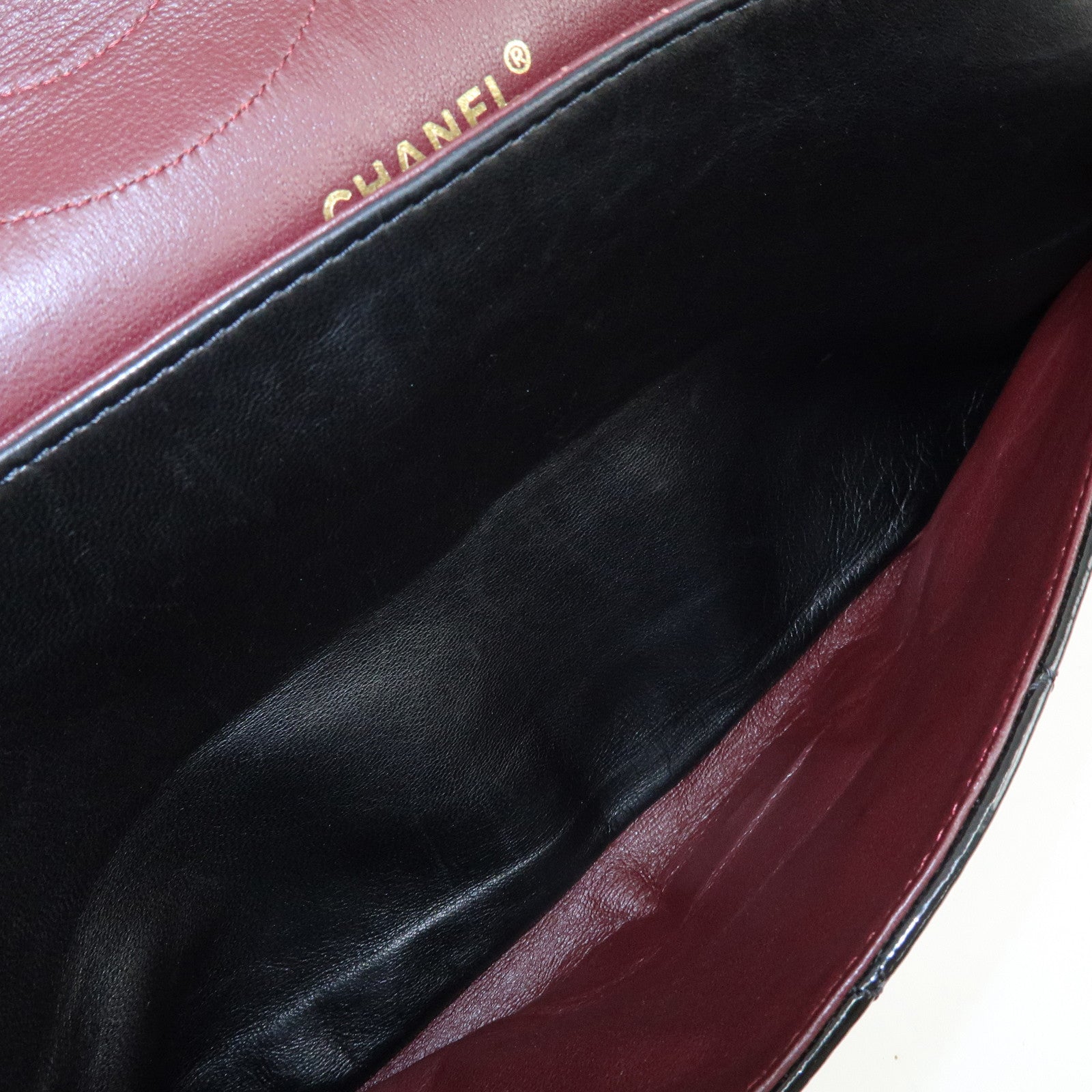 CHANEL 2.55 Patent Leather Chain Shoulder Bag Turn Lock Black