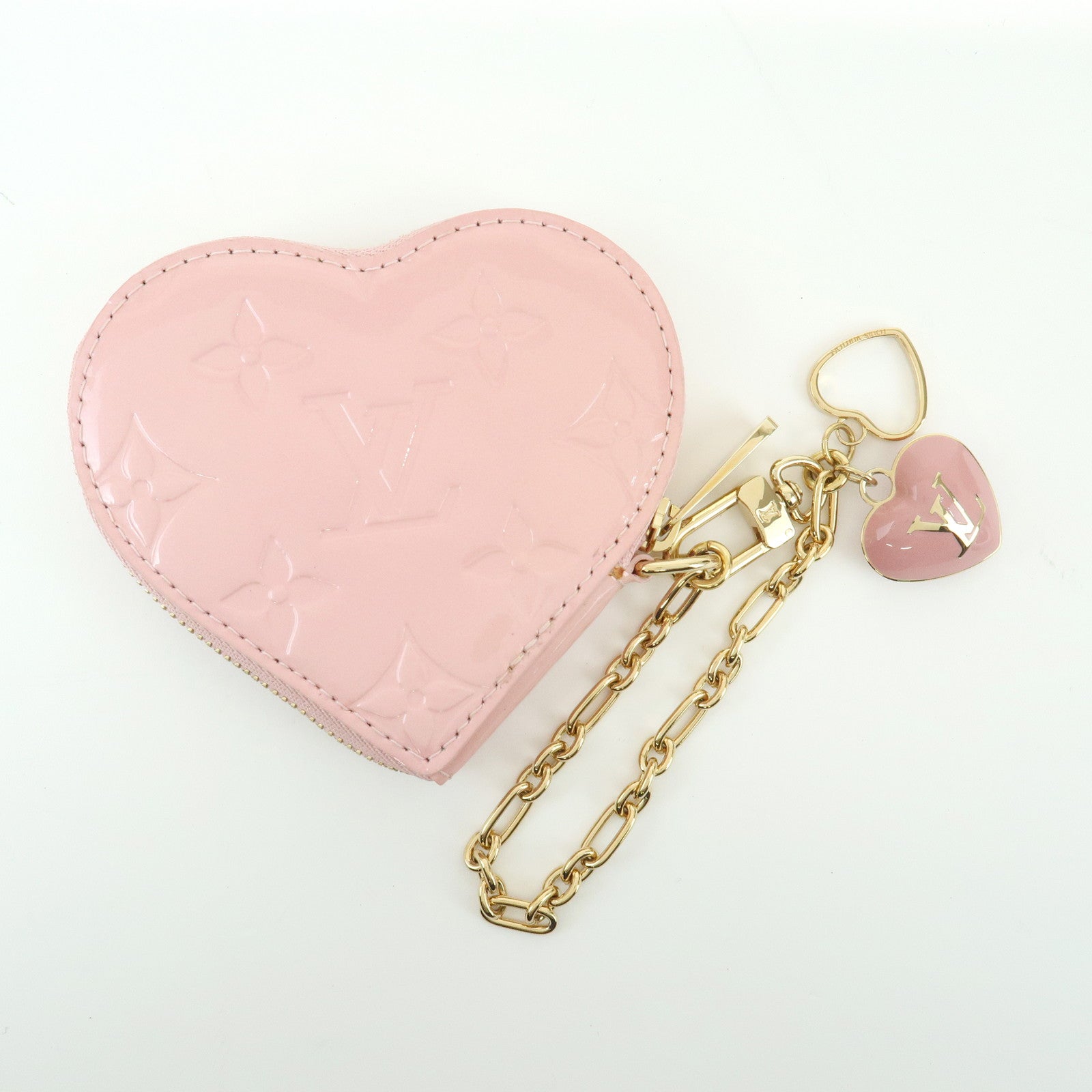 Louis Vuitton Monogram Vernis Porte Monnaie Coeur Coin Case Pink M91431