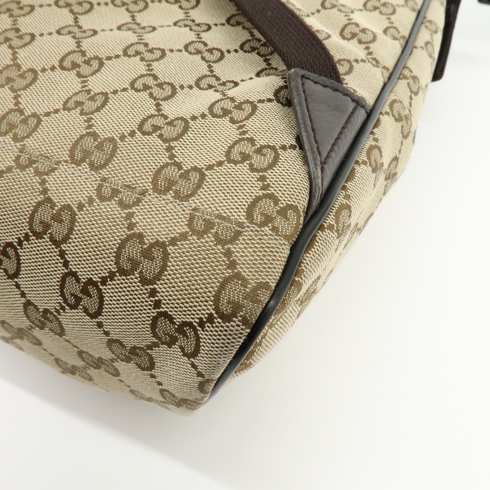 GUCCI GG Canvas Leather Backpack Rucksuck Beige Brown 449906