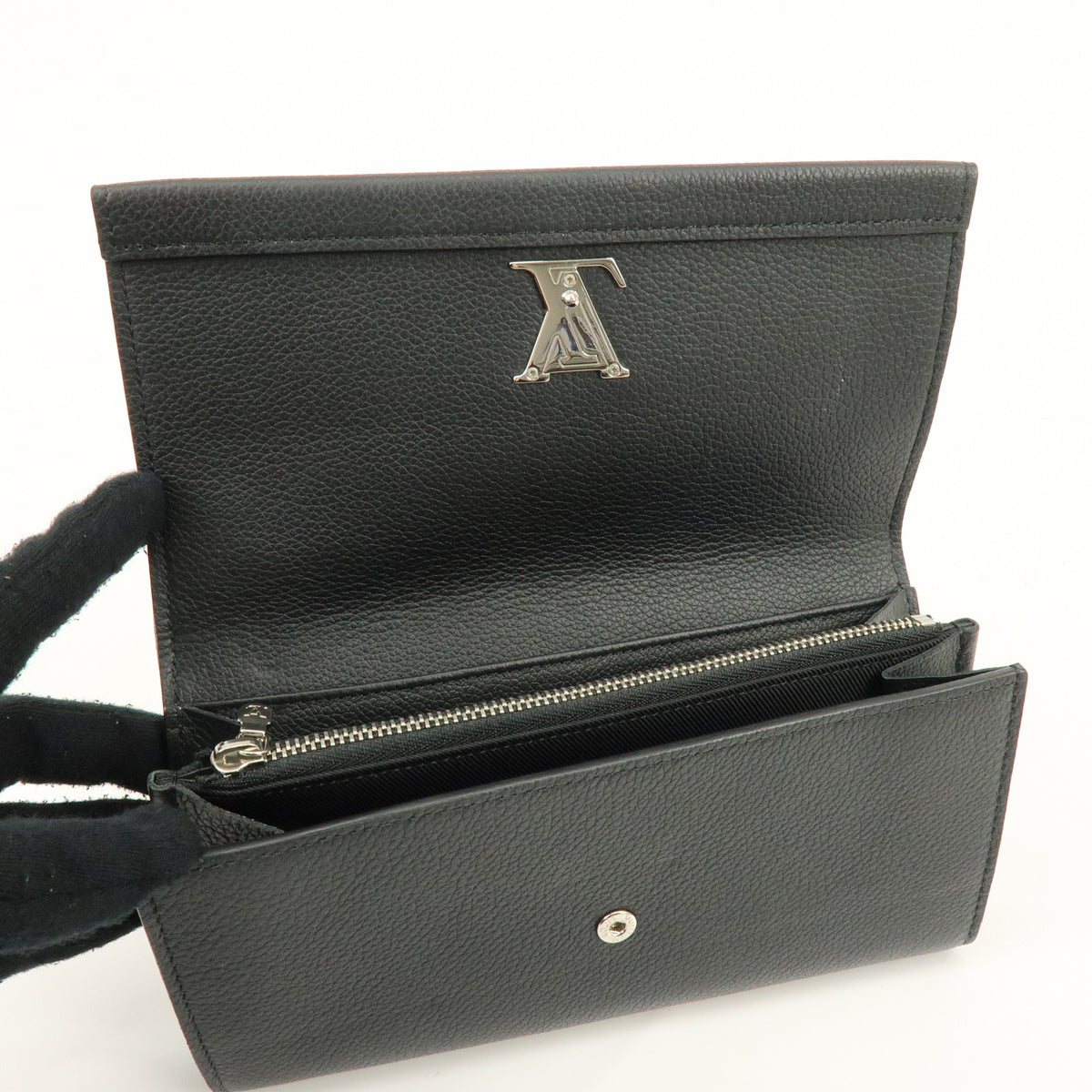 Louis Vuitton Portefeuille Lockme II Calf Skin Long Wallet Noir M62329