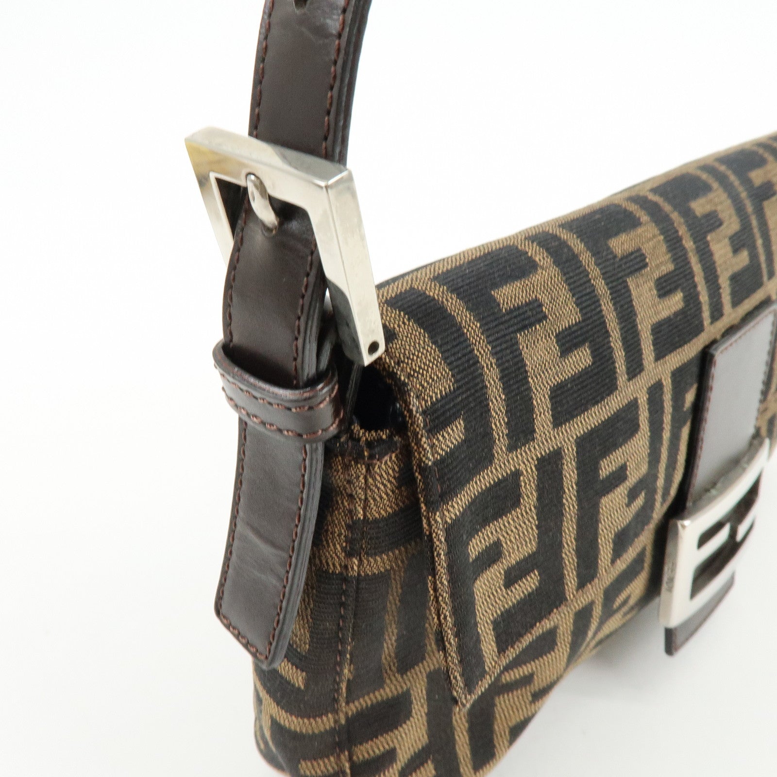 FENDI Mamma Baguette Zucca Canvas Leather Hand Bag Shoulder Bag 26424