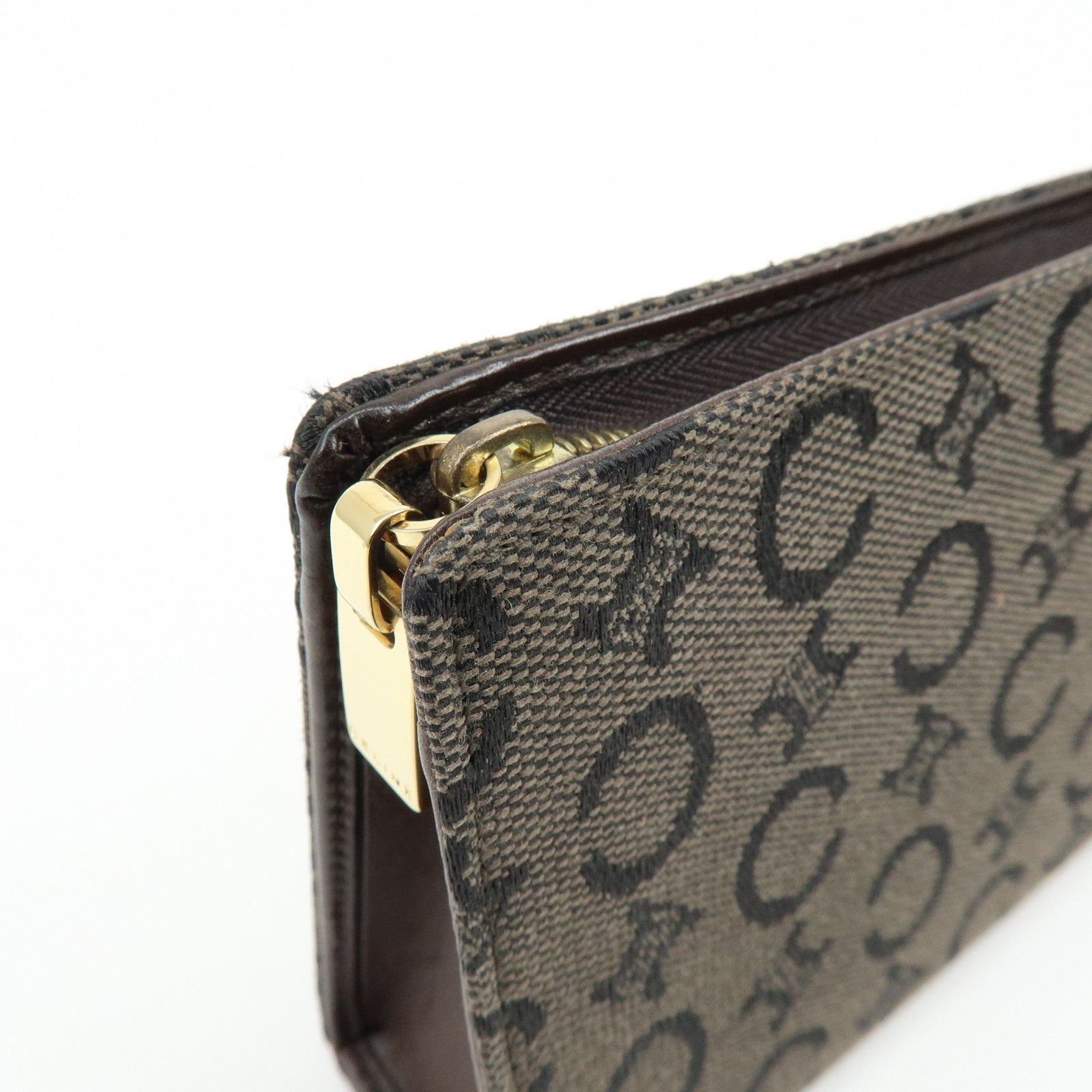 CELINE C Macadam Canvas Mini Cosmetic Pouch Makeup Bag Brown