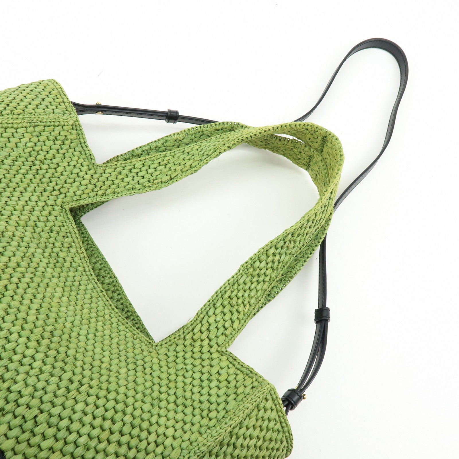 LOEWE Font Tote Raffia Leather 2Way Bag Tote Bag Shoulder Bag Green
