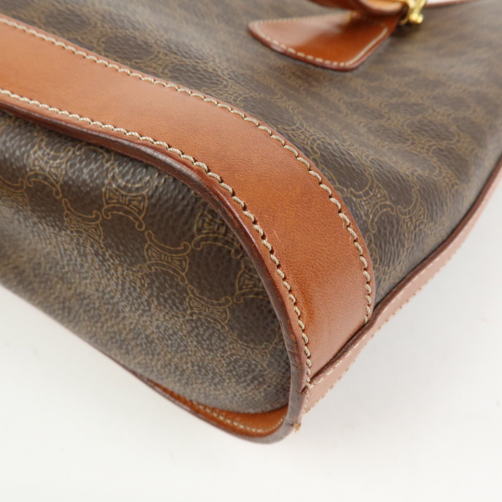 CELINE Macadam PVC Leather Tote Bag Hand Bag Shoulder Bag Brown