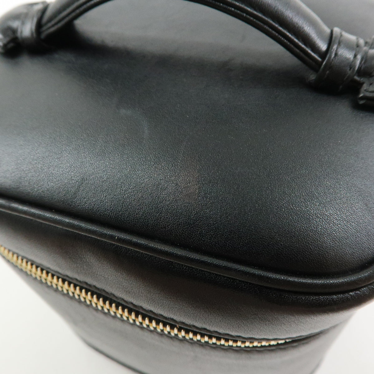 CHANEL Bicolore Lamb Skin Vanity Bag Hand Bag Black A01619