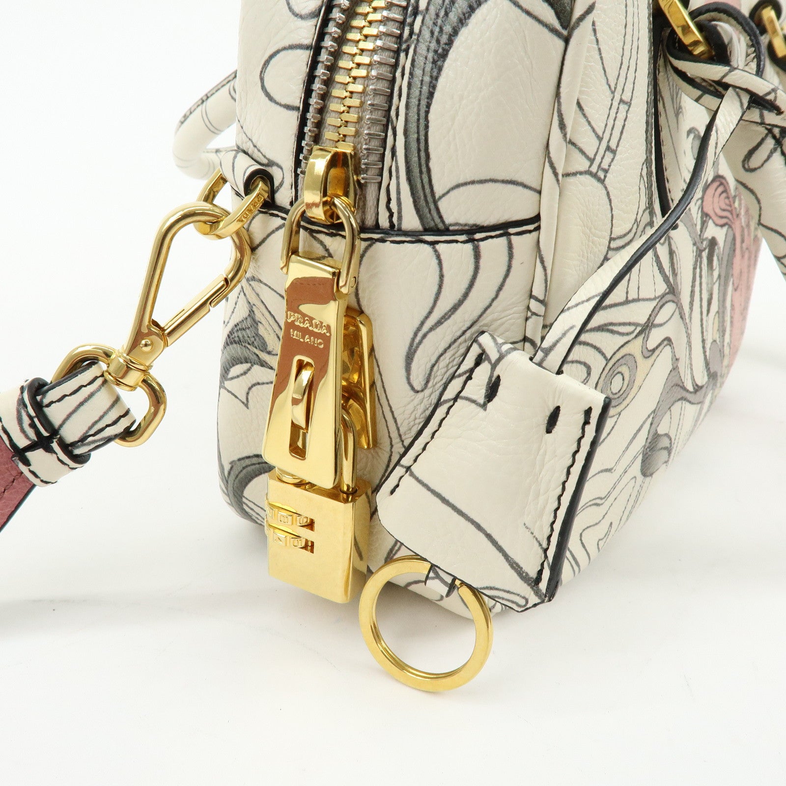PRADA x James Jean Triangle Logo Calf Skin 2Way Shoulder Bag 1BB113