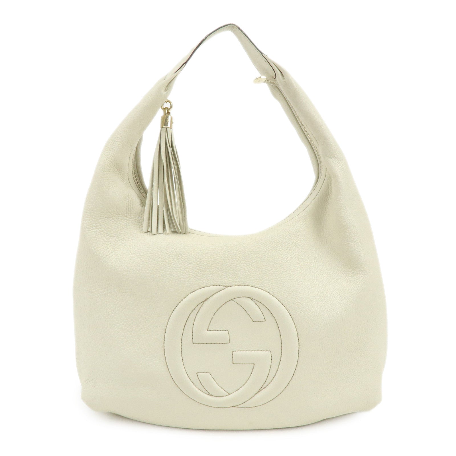 GUCCI SOHO Interlocking G Leahter Shoulder Bag White 282304