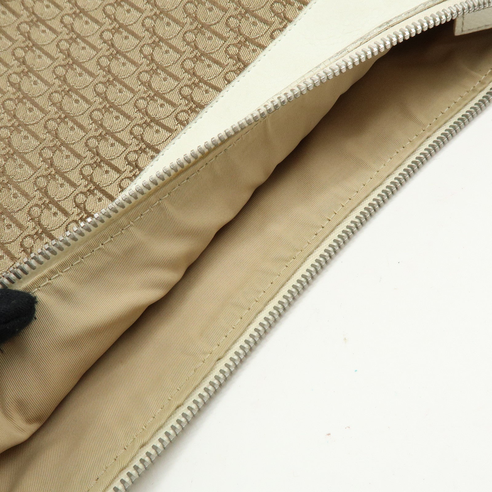 Christian Dior Street Chic Trotter Canvas Leather Shoulder Bag Beige