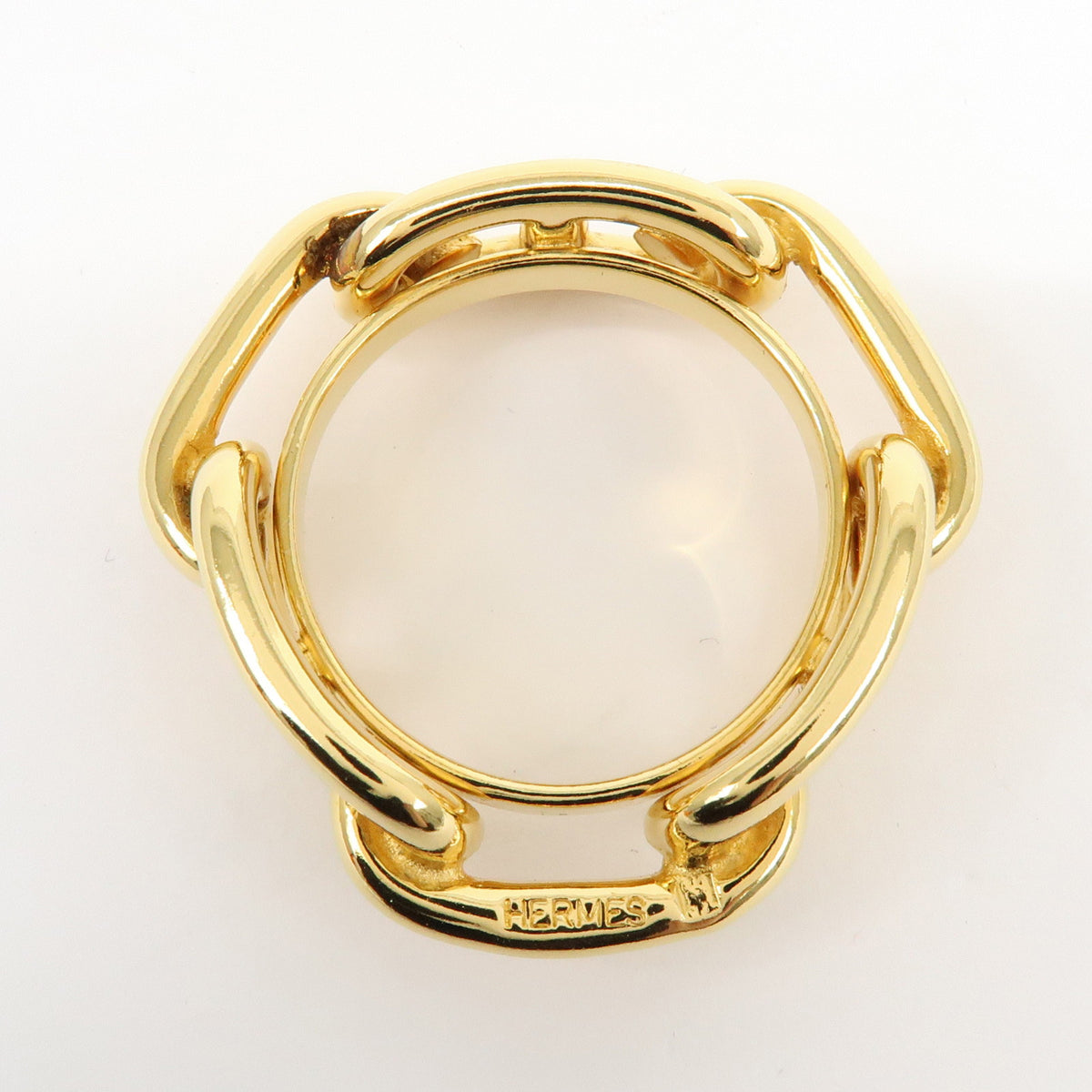 HERMES Lot of 2 Chaine d'Ancre Enchainee Cosmos Metal Scarf Ring Gold