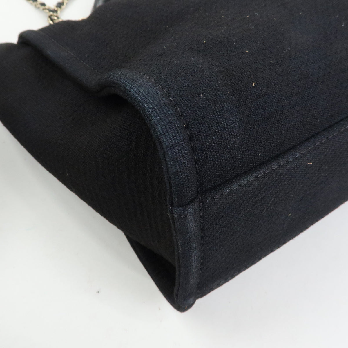 CHANEL Deauville Tote MM 2WAY Hand Bag Shoulder Bag Black A57069