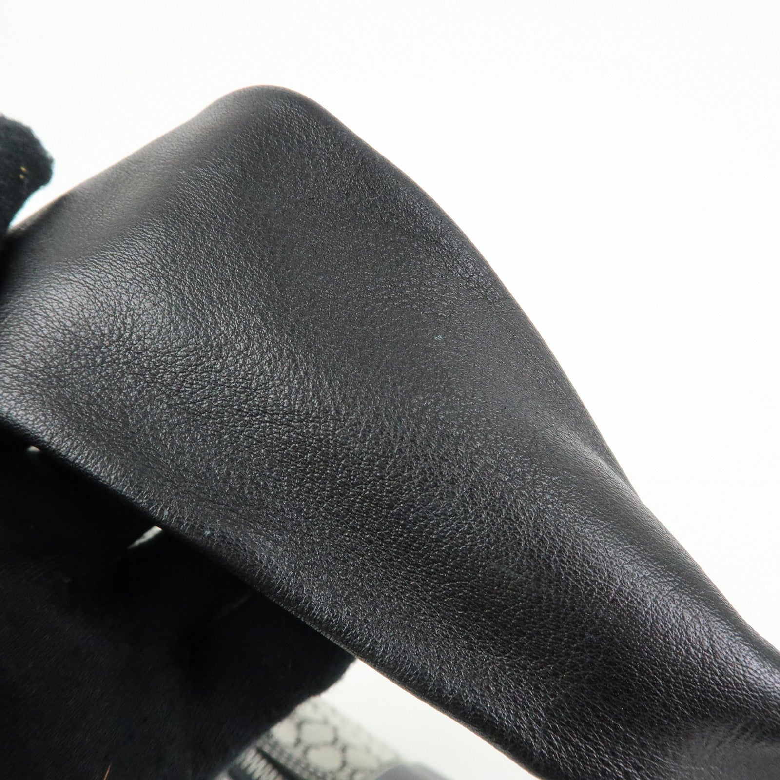 CELINE Macadam Canvas Leather Shoulder Bag Grey Black Silver