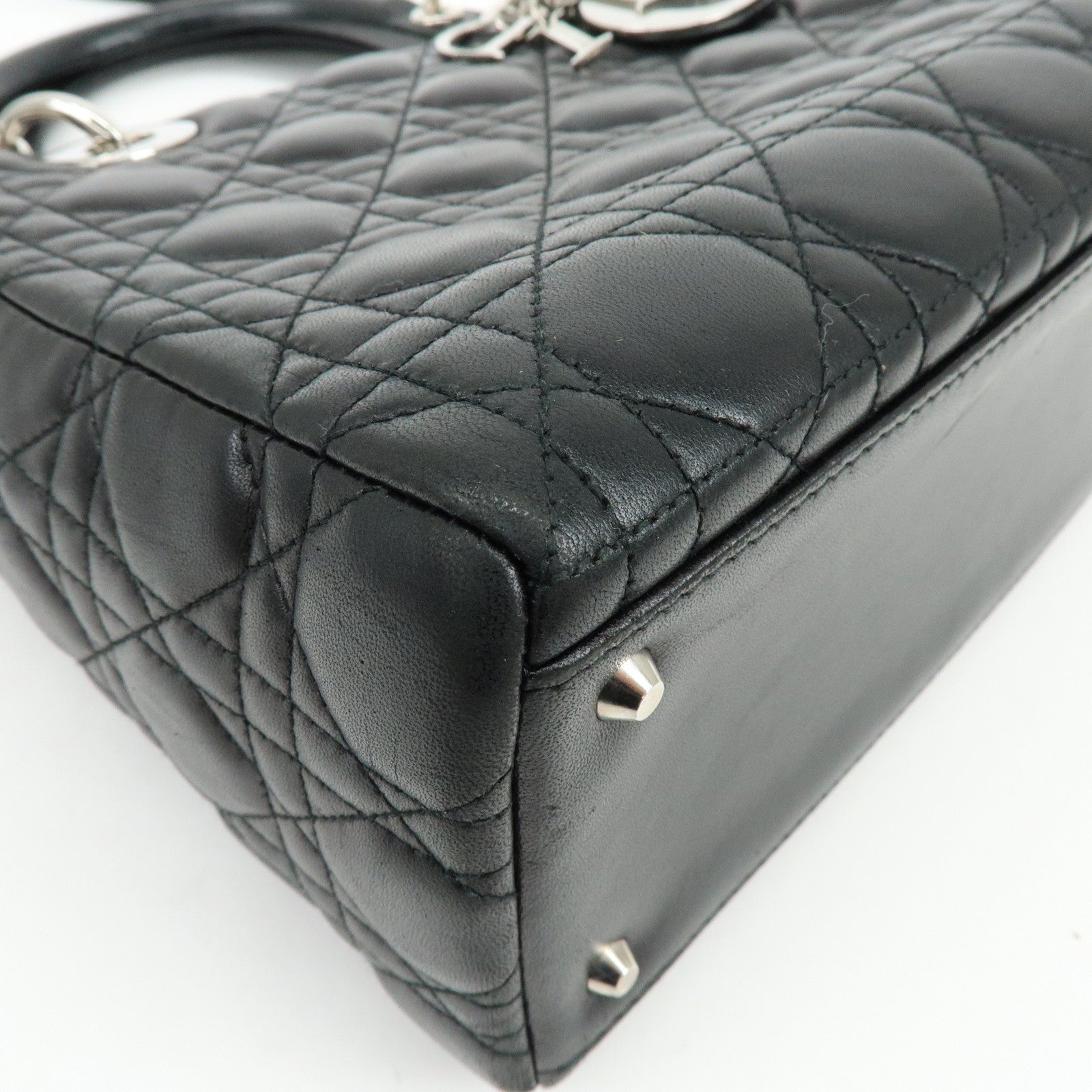 Christian Dior Lady Dior Cannage Leather 2Way Hand Shoulder Bag Black