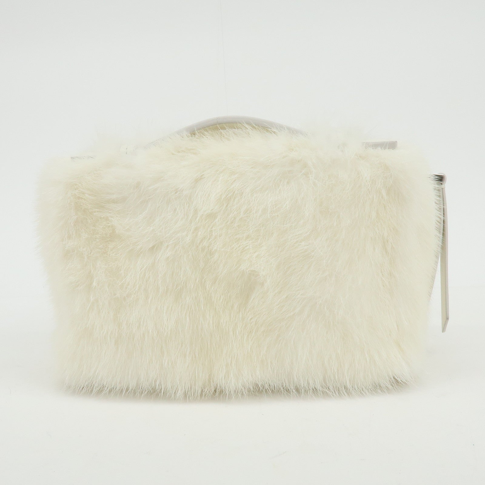 TOD'S Fur Leather 2Way Bag Hand Bag Shoulder Bag White