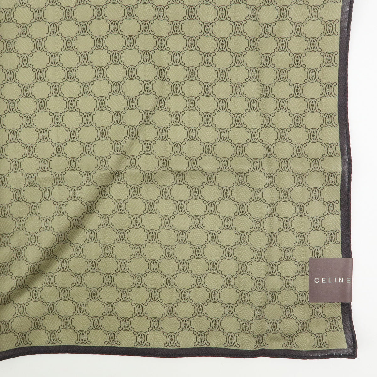 CELINE Macadam Lot of 2 Cotton 100% Scarf Handkerchief Brown Khaki