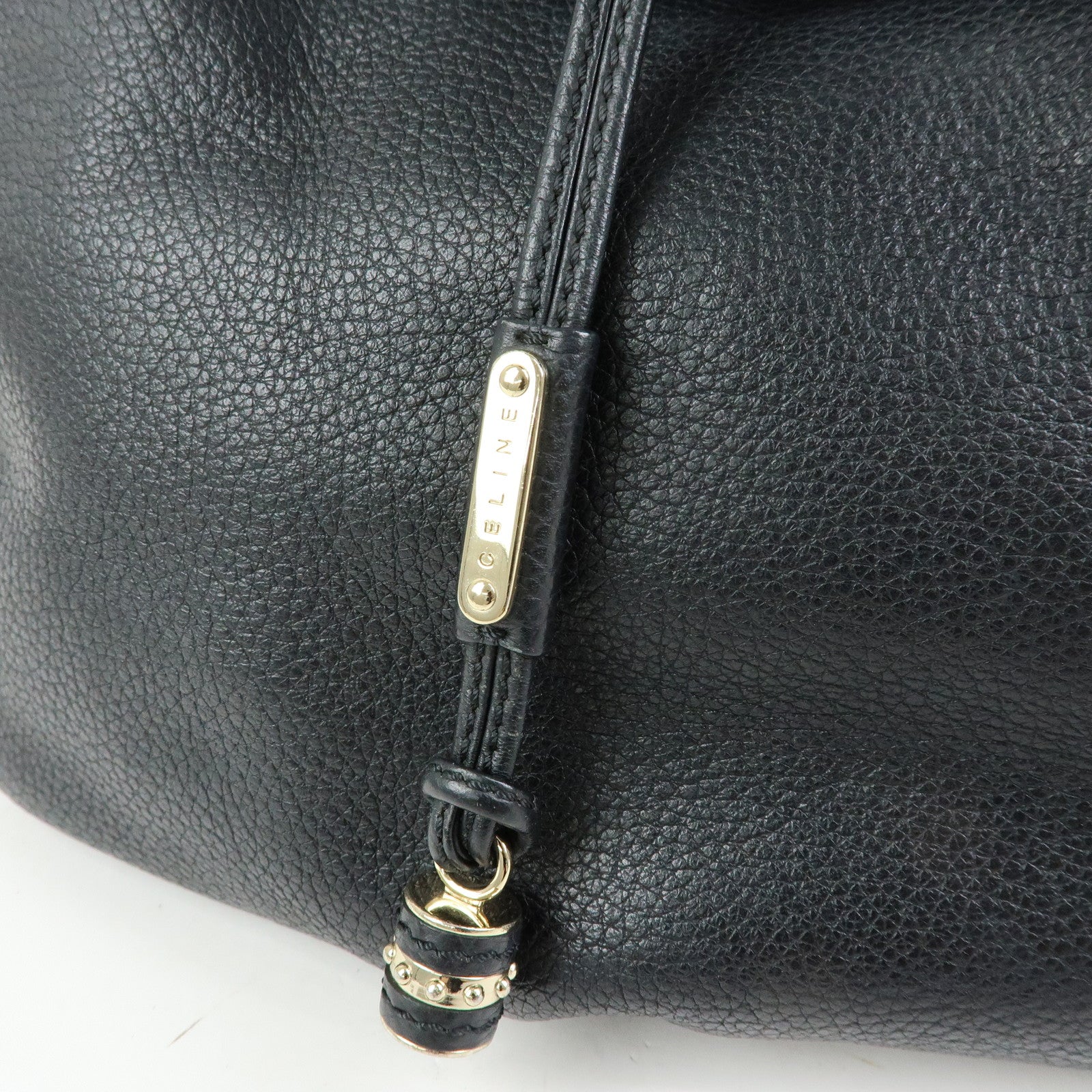 CELINE Macadam Bittersweet Leather Shoulder Bag Hand Bag Black