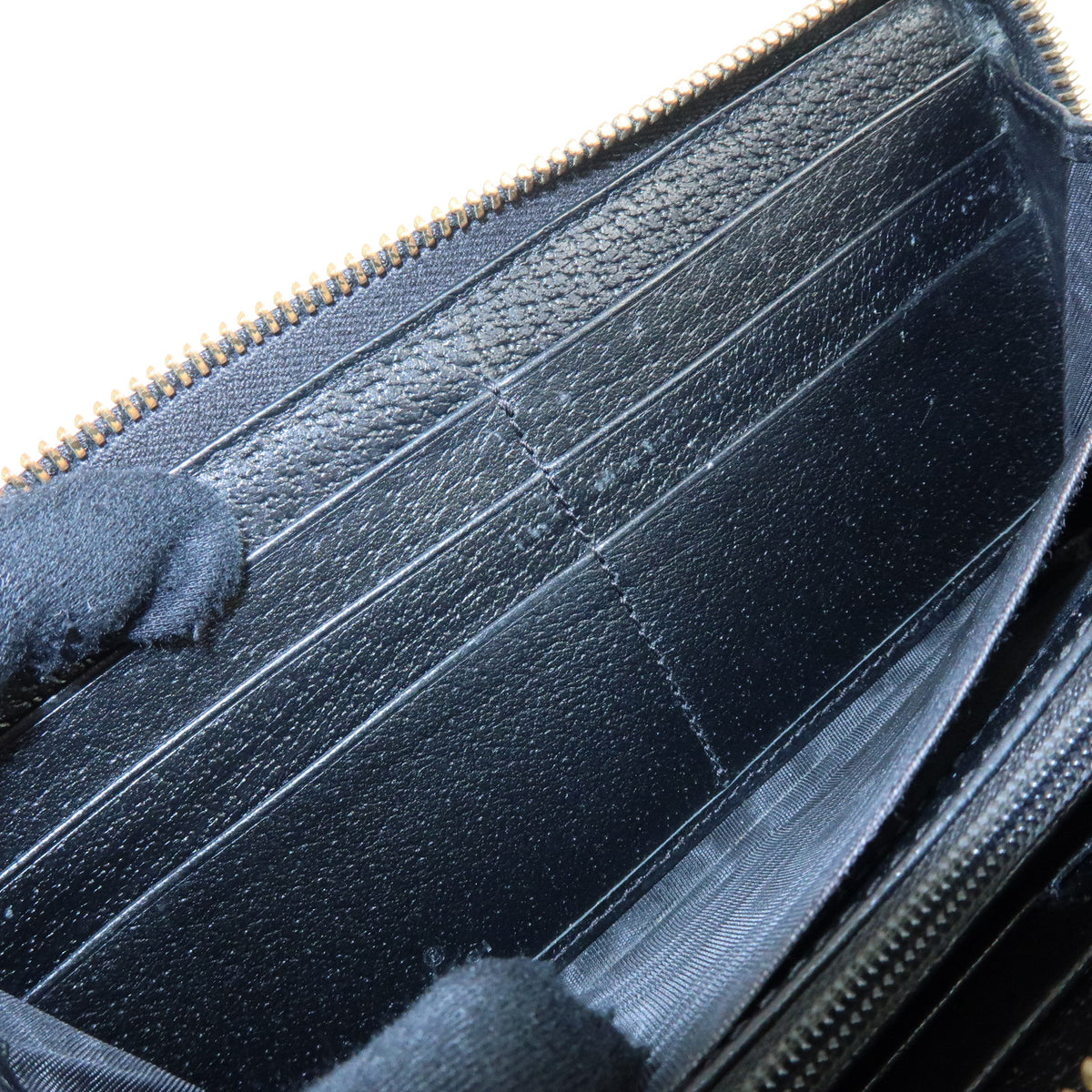 GUCCI Ophidia Sherry Double G Leather Round Zippy Wallet Black 523154