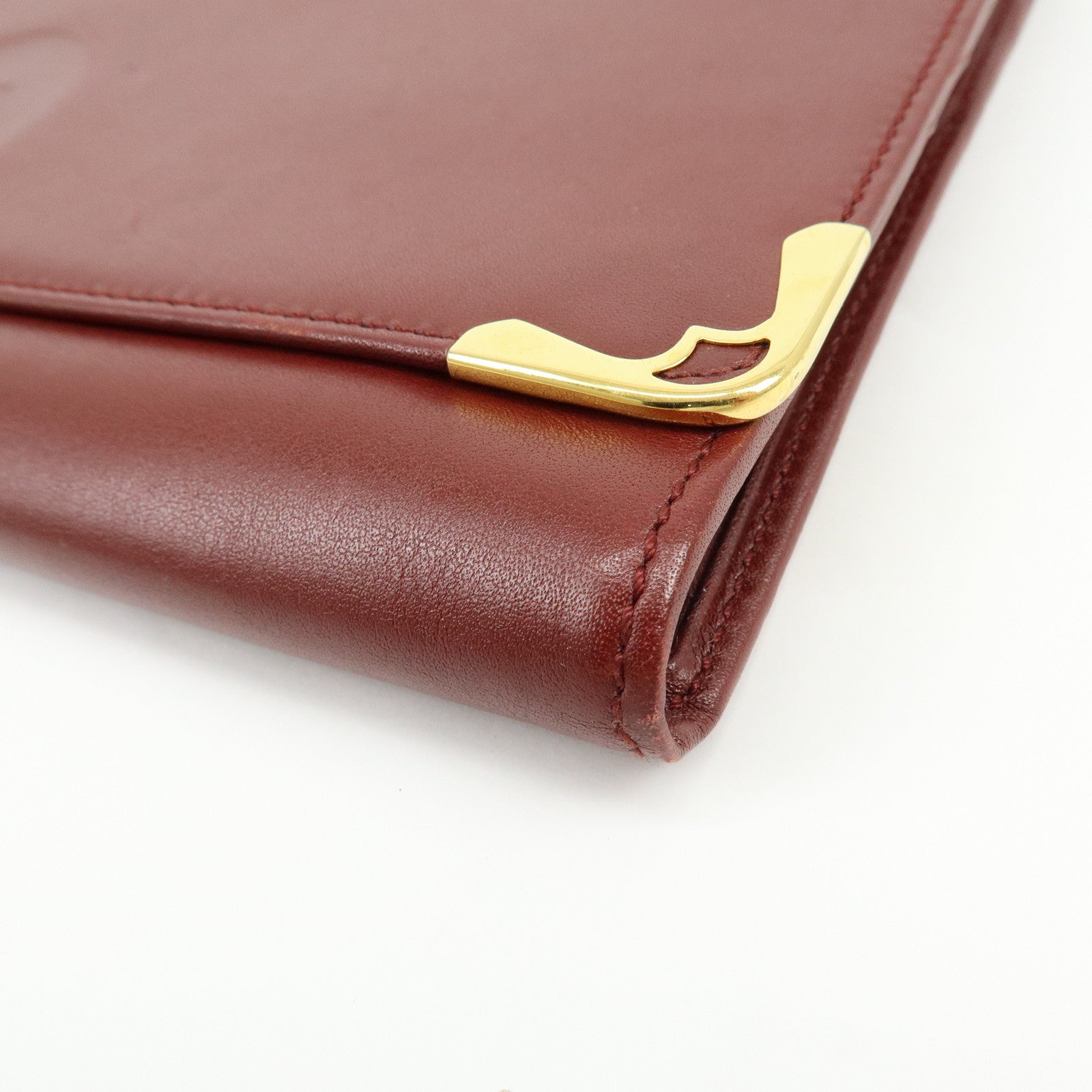 Cartier Must de Cartier Leather Clutch Bag Flat Pouch Bordeaux