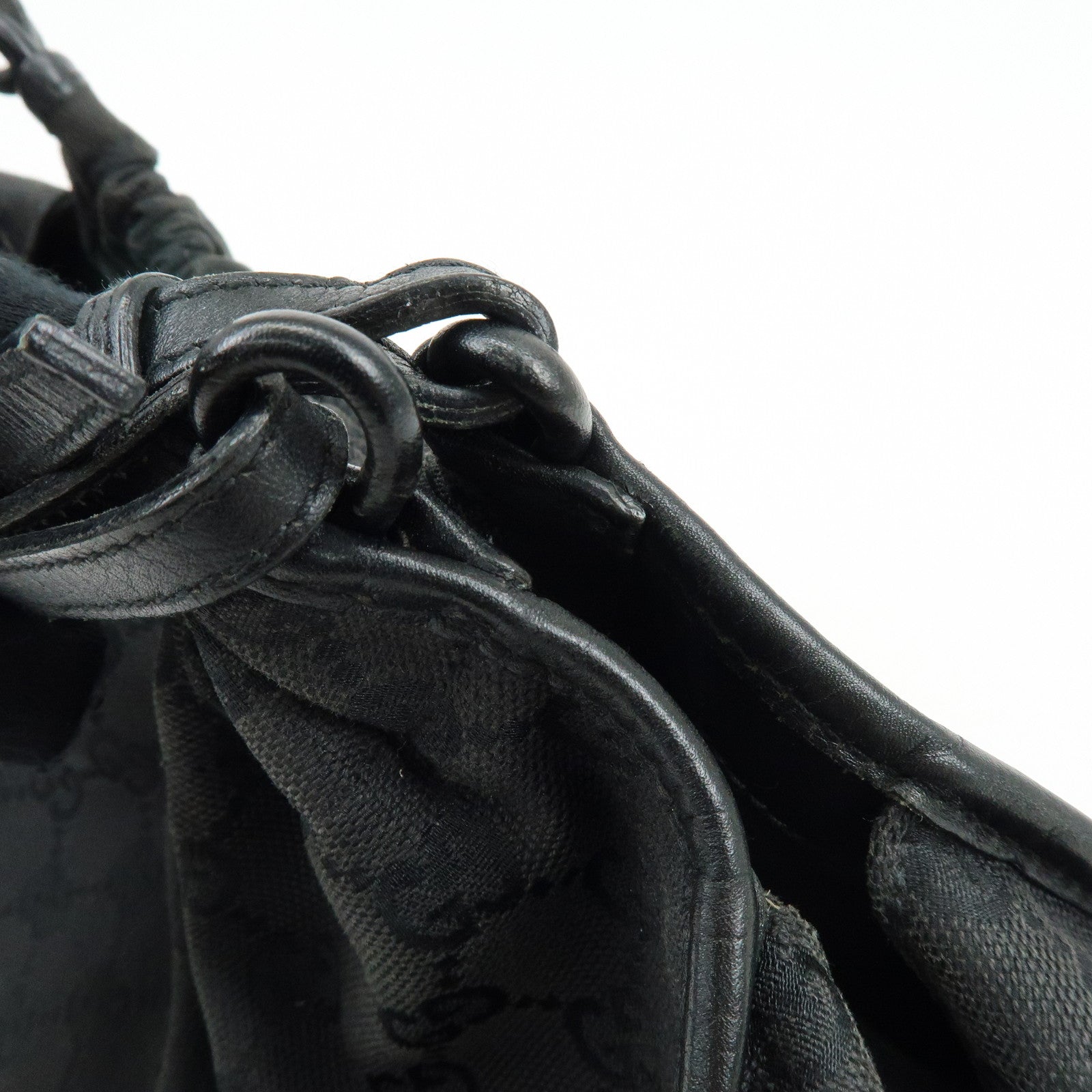 GUCCI GG Monogram Canvas Leather Tote Bag Hand Bag Black 76554