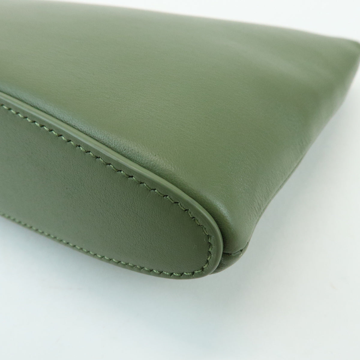 LOEWE Oblong Pouch Leather Clutch Bag Green