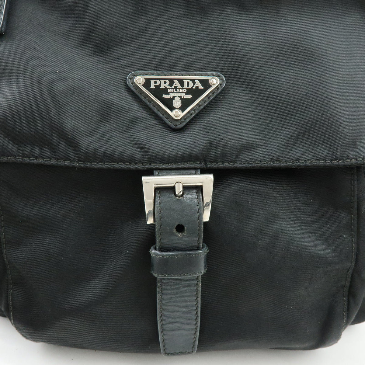 PRADA Triangle Logo Nylon Leather Shoulder Bag Crossbody Bag BT8994