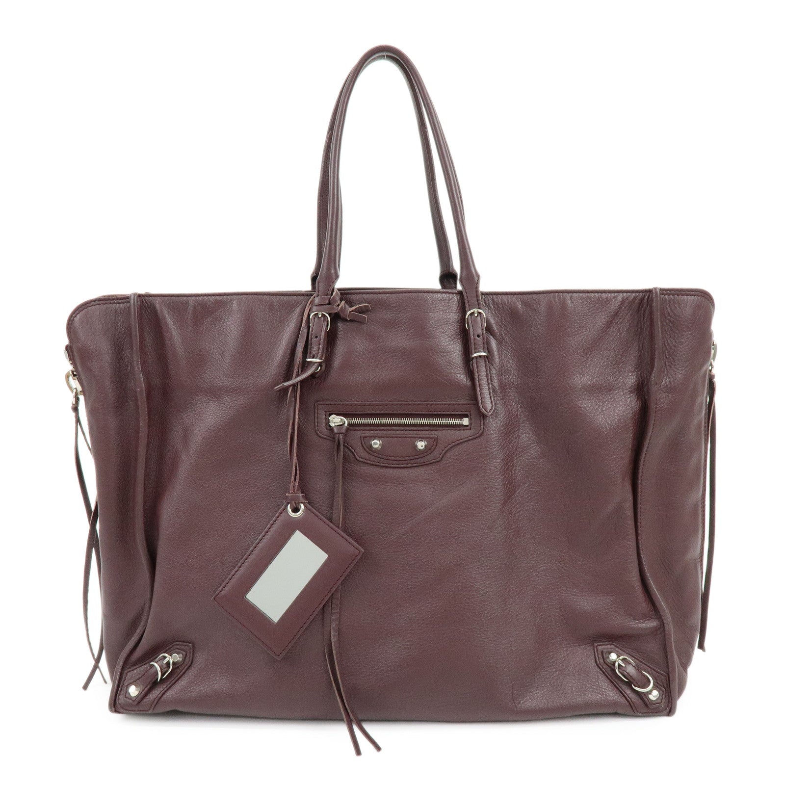 BALENCIAGA The Paper Leather Tote Bag Shoulder Bag Bordeaux 357331