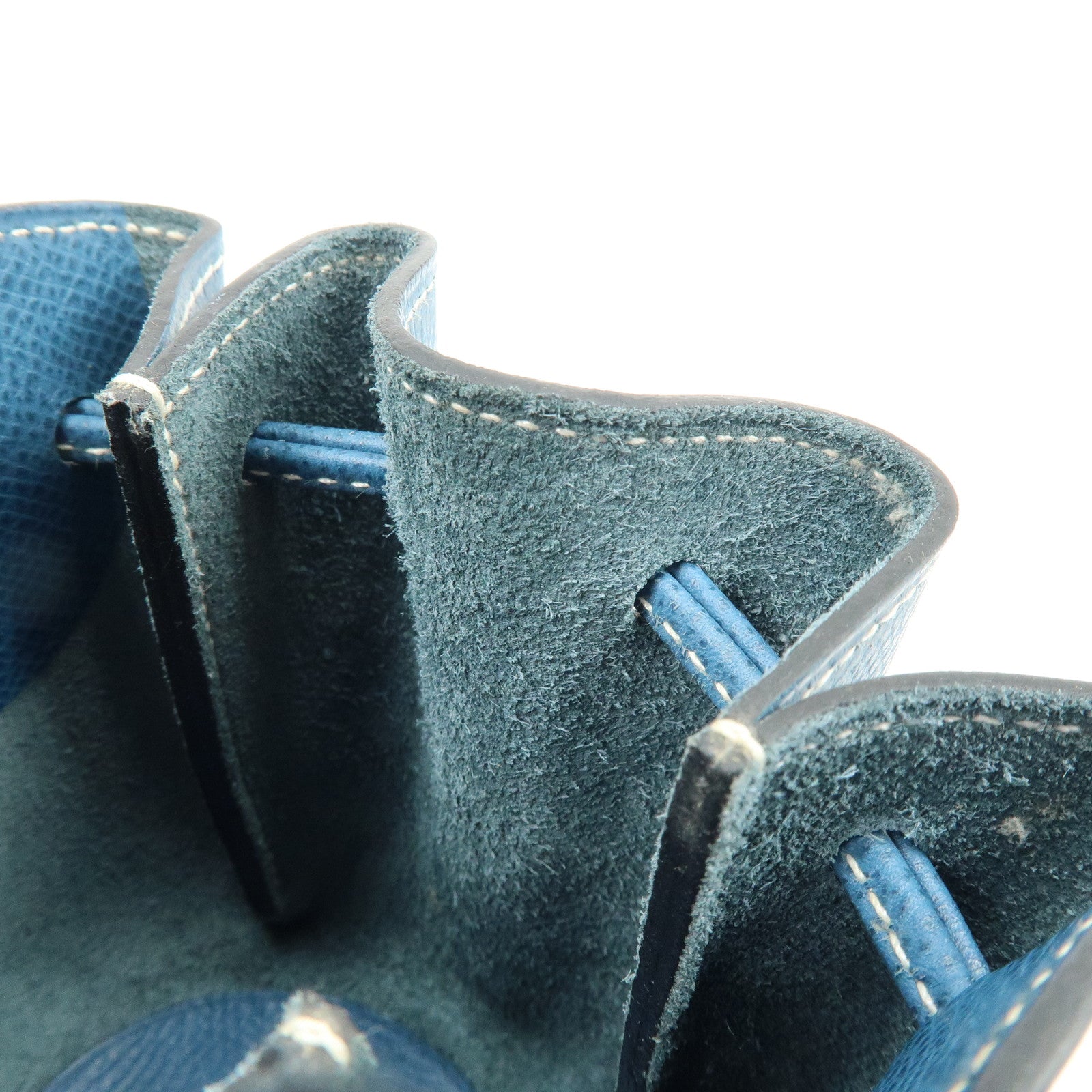 HERMES Courchevel Leather Pouch Blue Jean □G Stamped Blue Jean