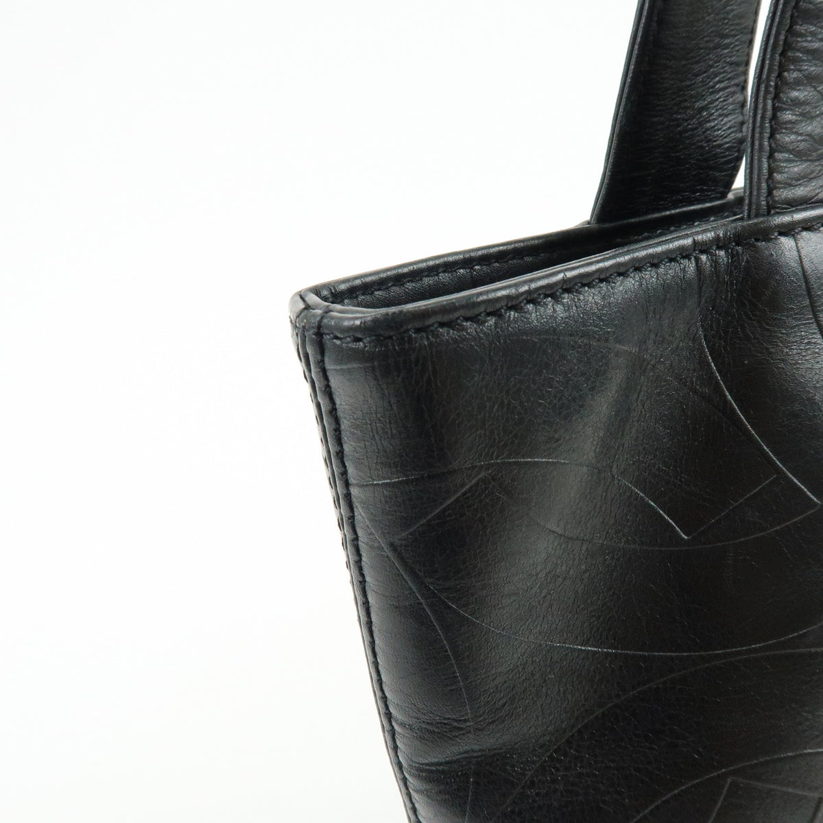CHANEL COCO Mark Lamb Skin Tote Bag Shoulder Bag Black