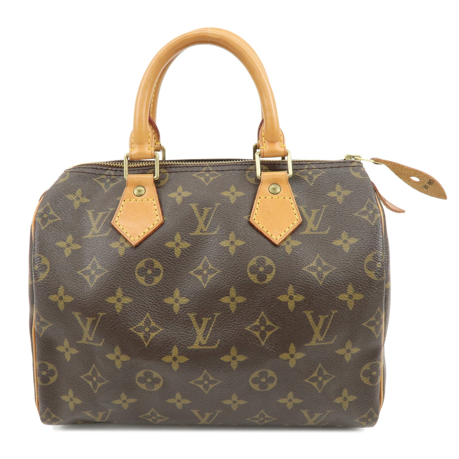 Louis Vuitton Monogram Speedy 25 Canvas Leather Boston Bag Brown M41528