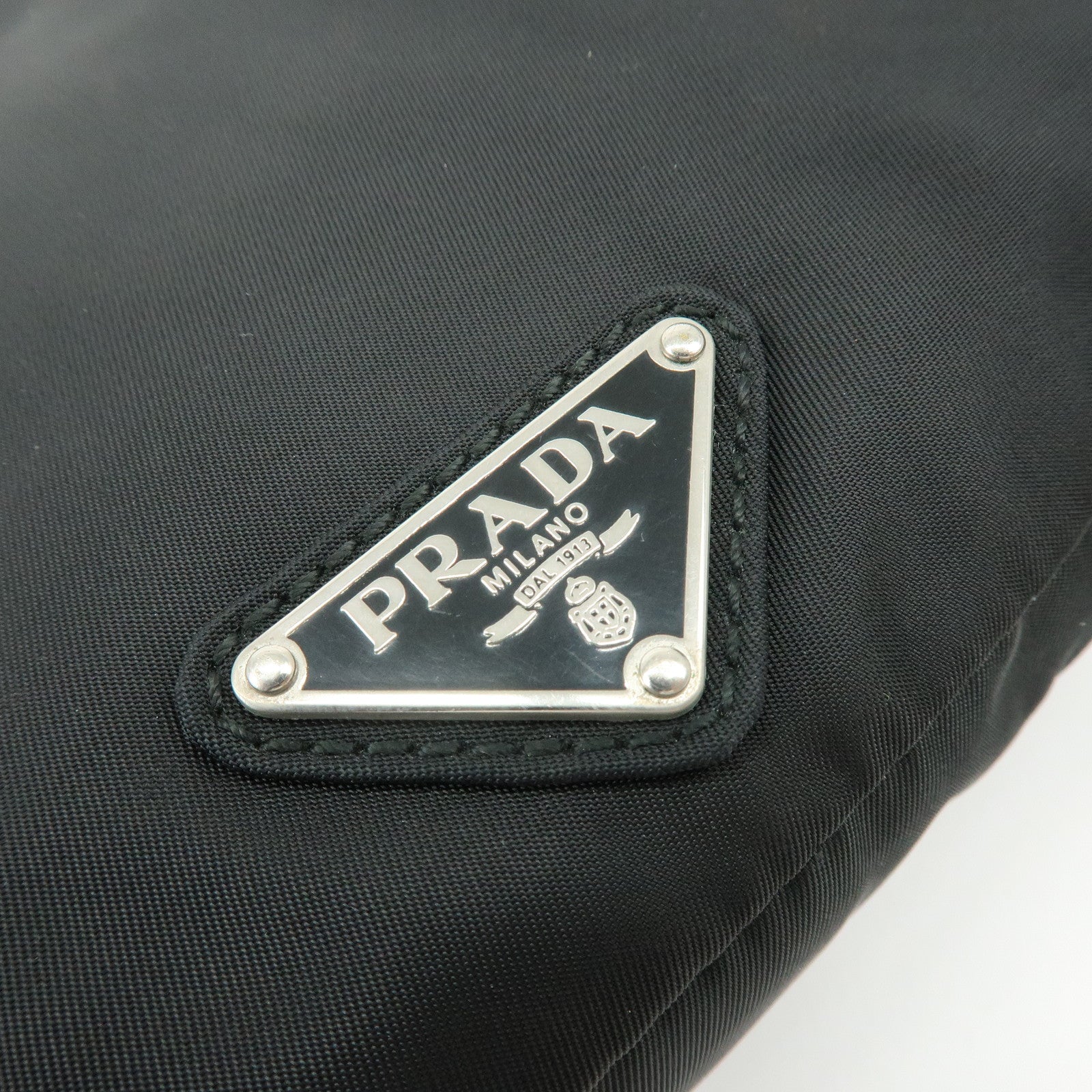 PRADA Triangle Logo Nylon Waist Bag Body Bag Black VA0056