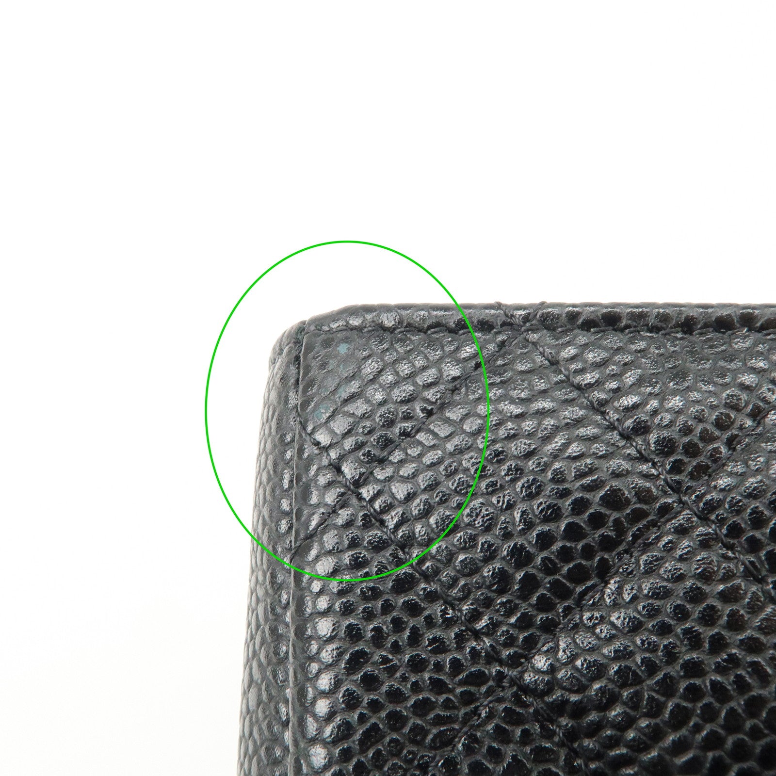 CHANEL COCO Mark Matelasse Caviarskin Pouch Black Gold A48227 Used