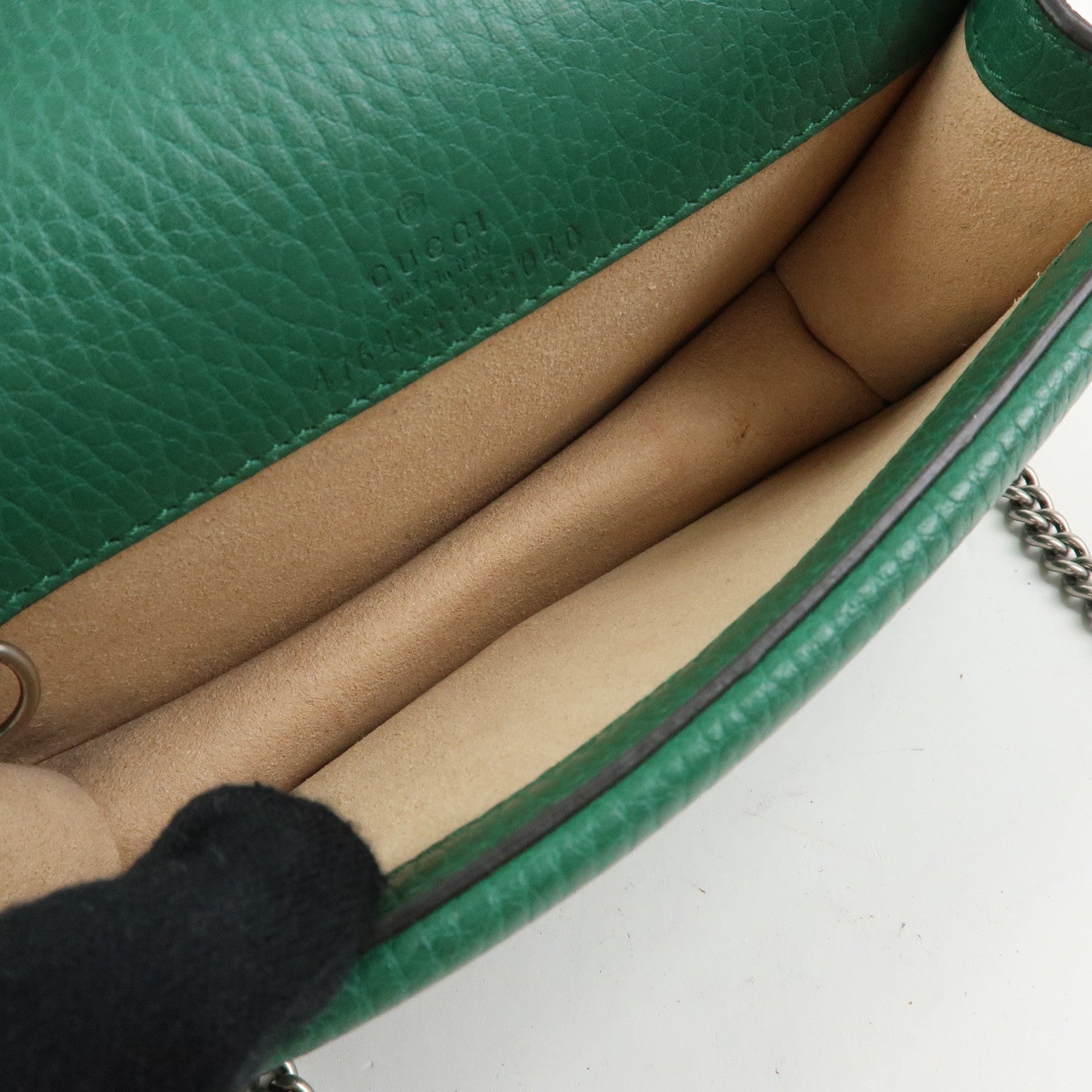 GUCCI Dionysus Super Mini Bag Leather Chain Shoulder Bag Green 476432