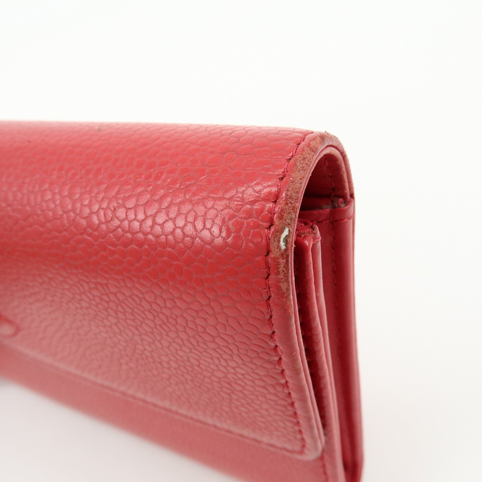 CHANEL COCO Mark Caviarskin Long Flap Wallet Red A50070