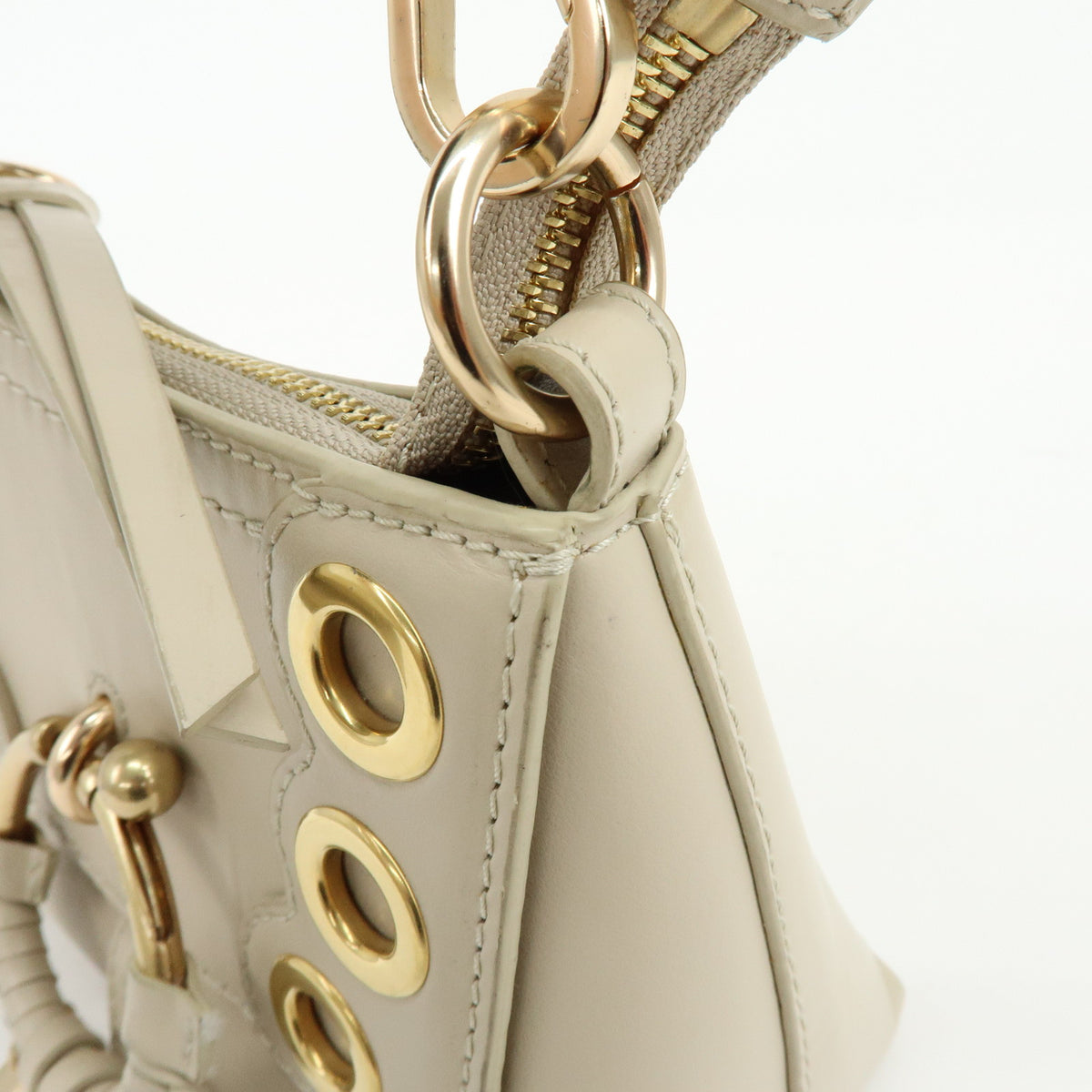 Chloe See By Chloe Joan Leather Hand Bag Clutch Bag Beige