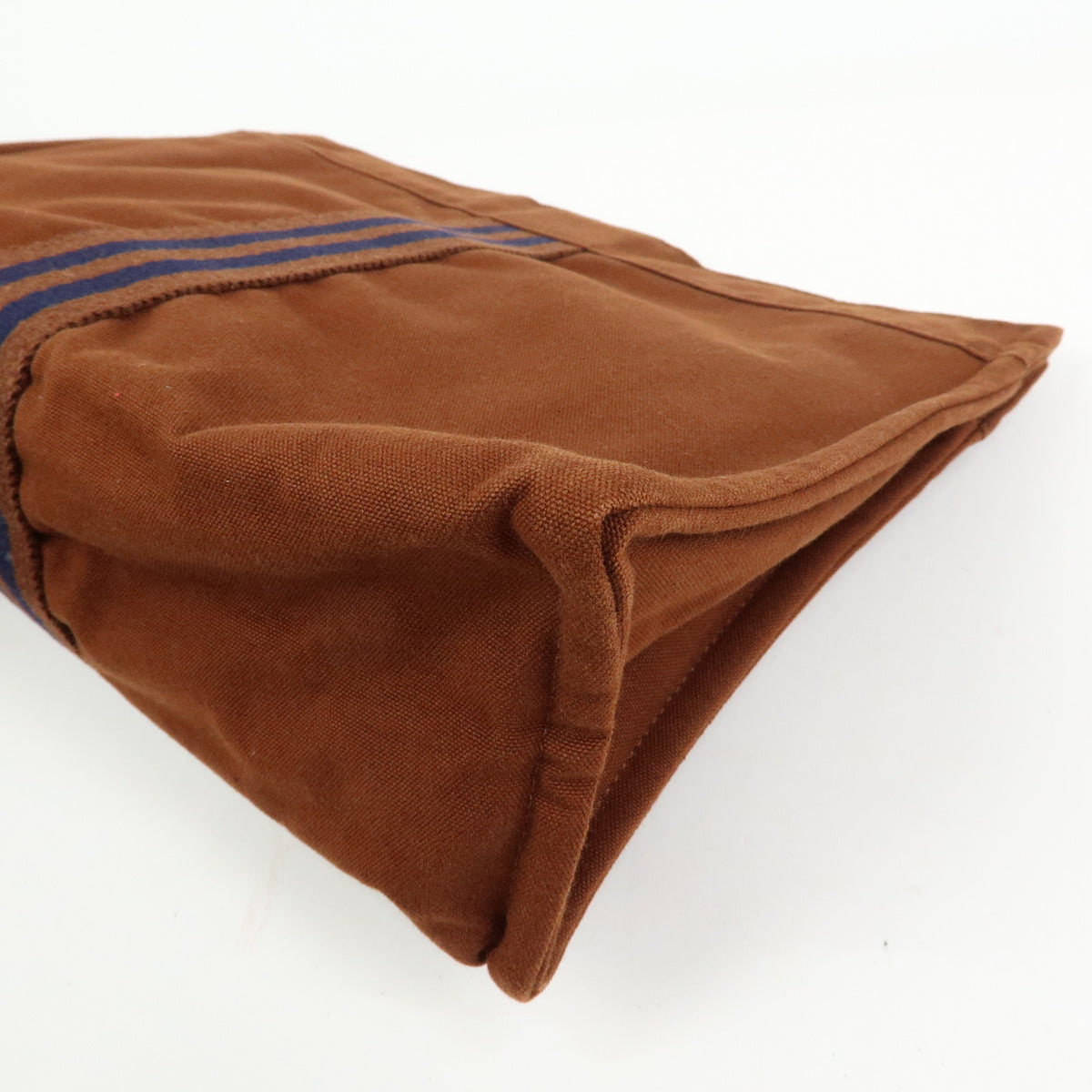 HERMES Fourre Tout Canvas Pouch Clutch Bag Maron Brown