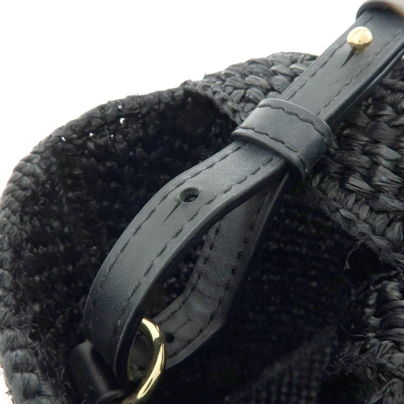 LOEWE Font Tote Raffia 2Way Bag Hand Bag Shoulder Bag Black