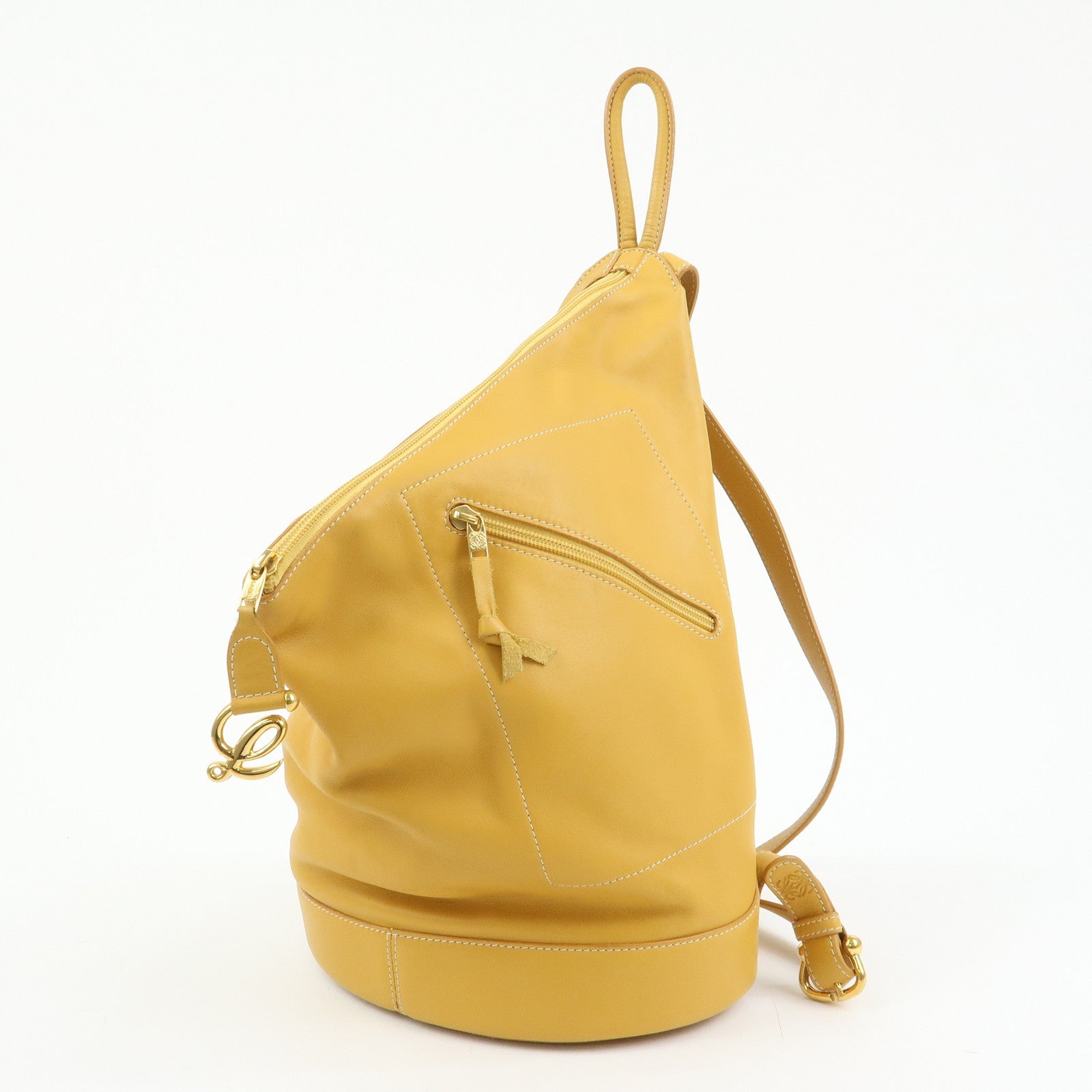 LOEWE Anton Leather Backpack Rucksack Yellow