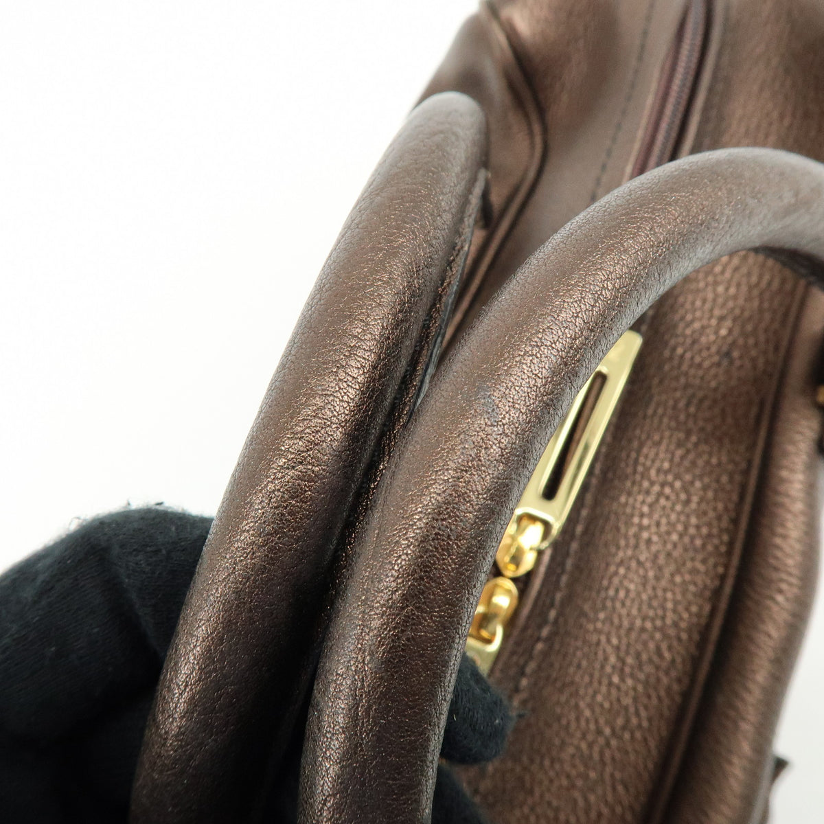 LOEWE Anagram Amazona 36 Hand Bag Boston Bag Metallic Brown