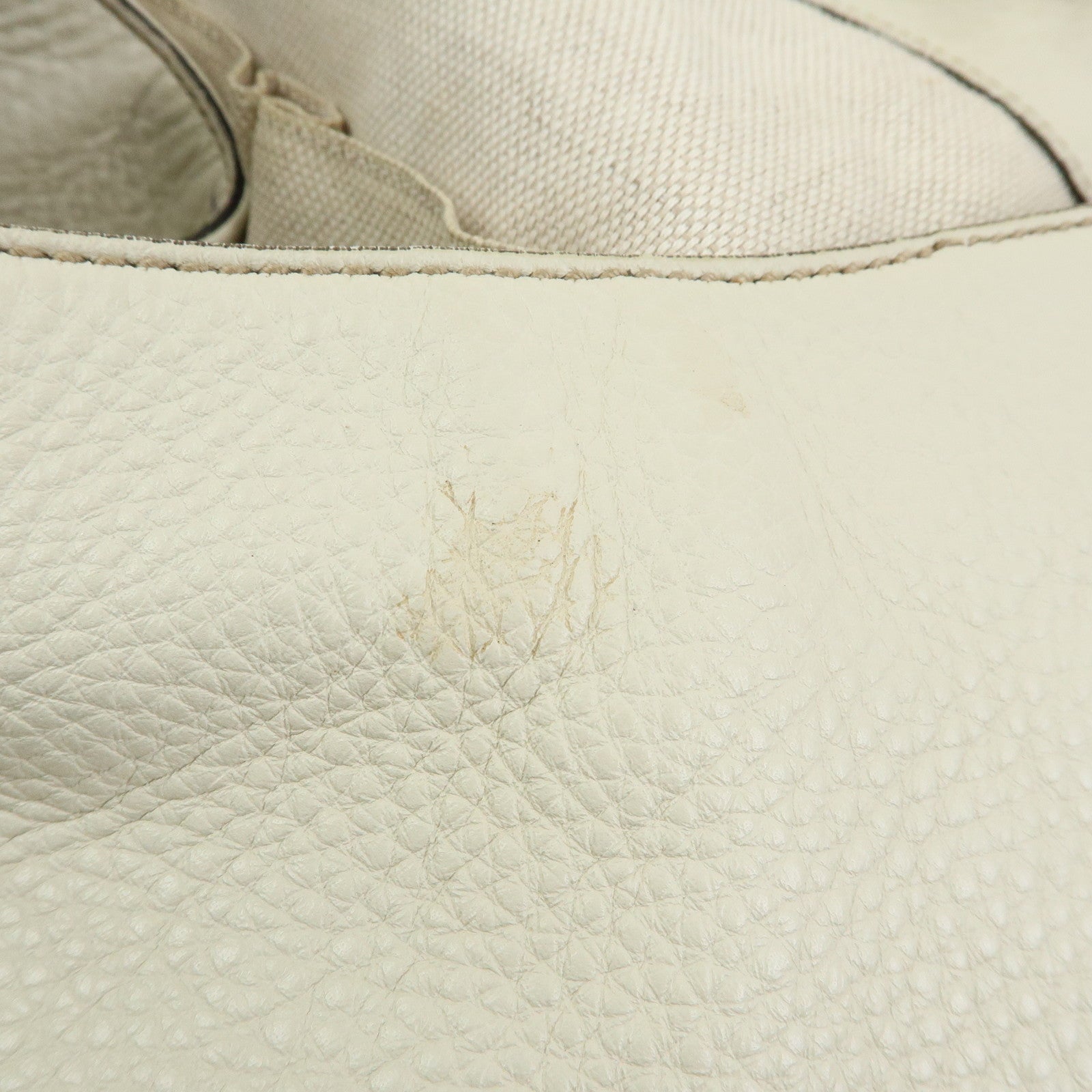 GUCCI SOHO Interlocking G Calf Leather Tote Shoulder Bag Ivory 282309
