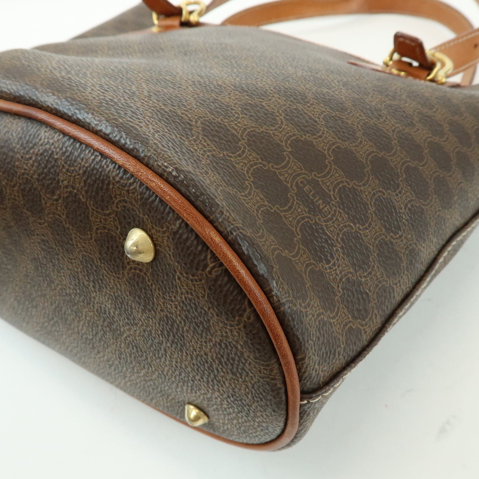 CELINE Macadam PVC Leather Tote Bag Hand Bag Brown