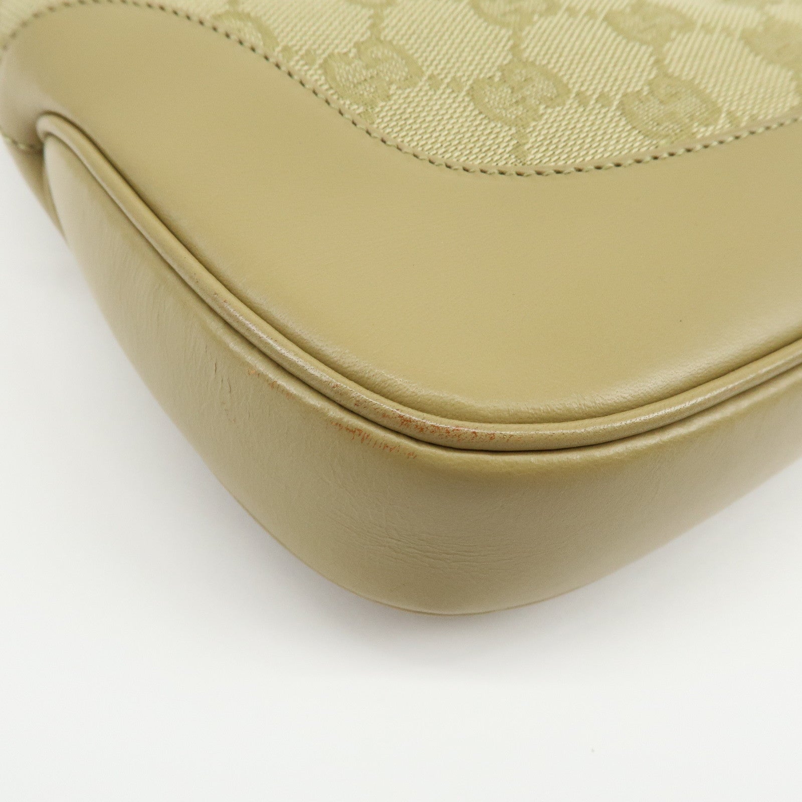 GUCCI Jackie Sherry GG Canvas Leather Shoulder Bag Beige 00963 001998