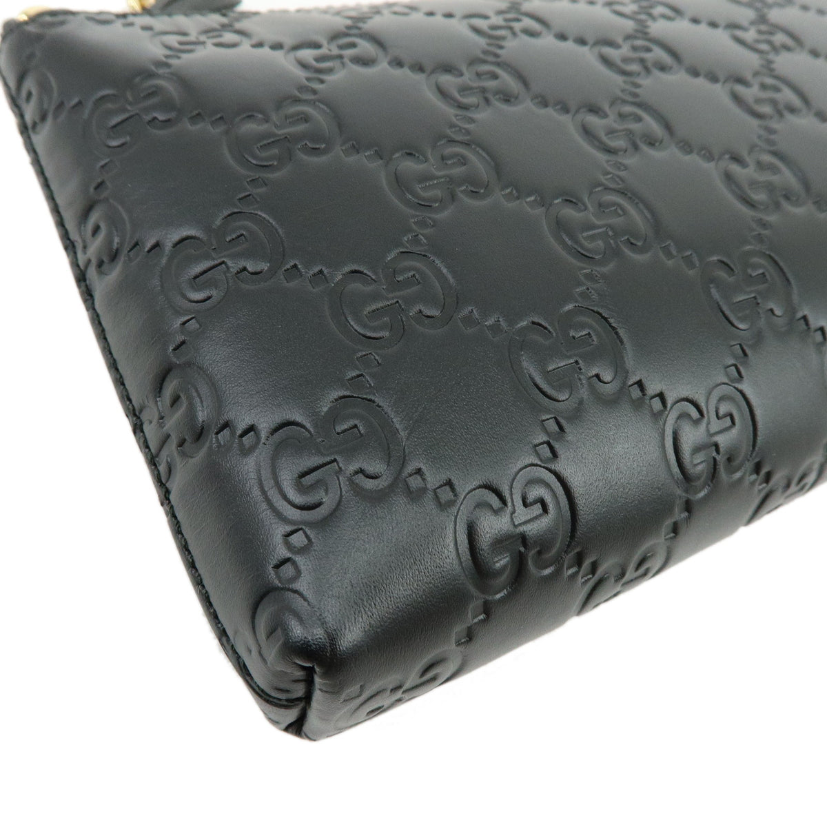 GUCCI Guccissima Leather Chain Shoulder Bag Accessory Pouch 428449