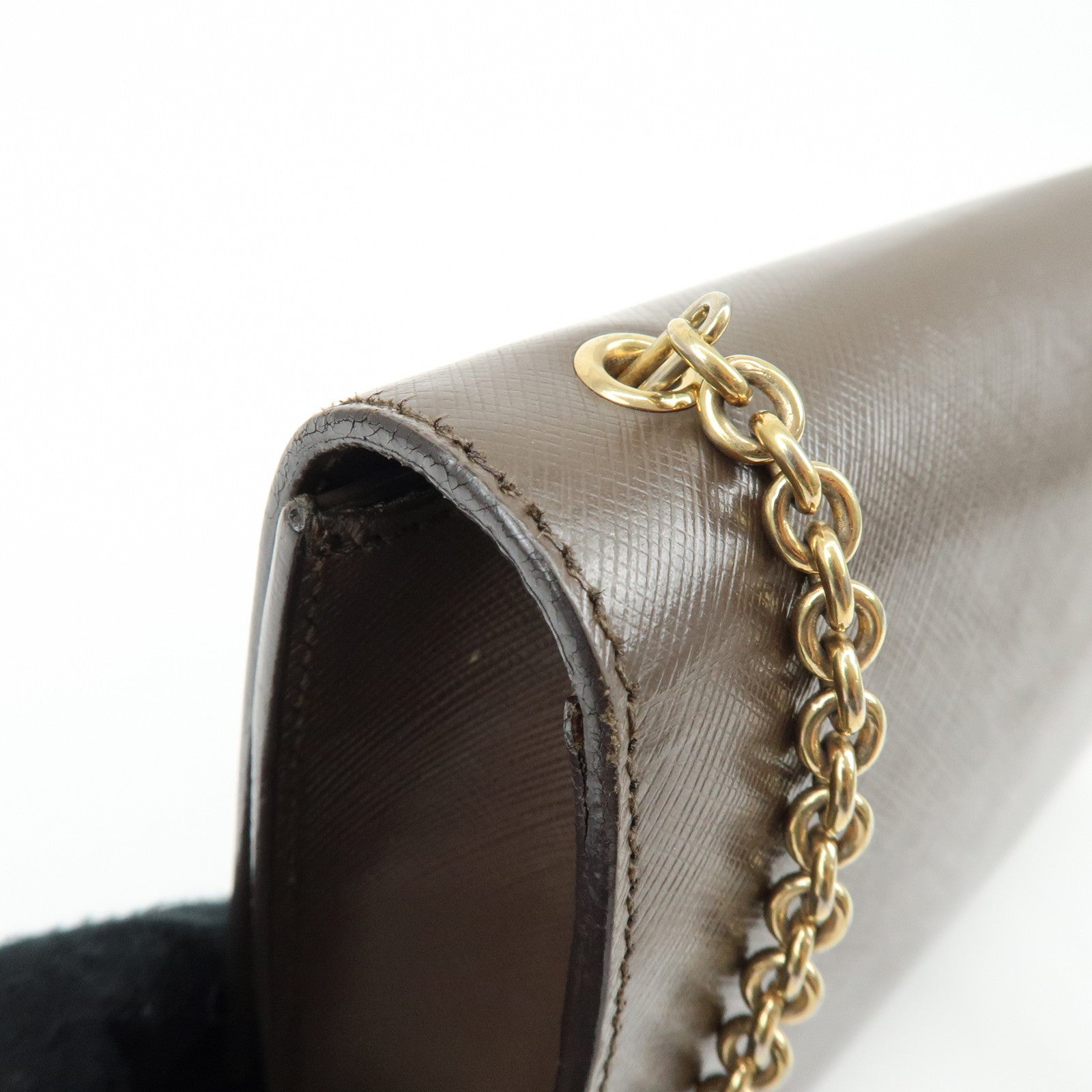 Ferragamo Vara Ribbon Embossed Leather Chain Shoulder Bag Brown