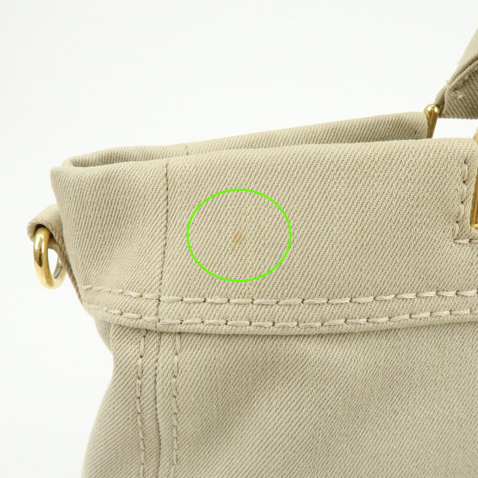 PRADA Triangle Logo Canvas 2Way Bag Tote Shoulder Bag Beige BN2069