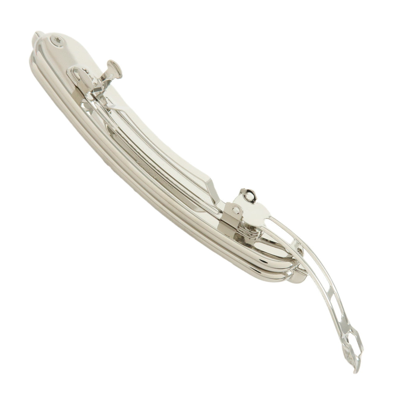 HERMES Roulis PM Metal Hair Accessory Hair Clip Silver Pink