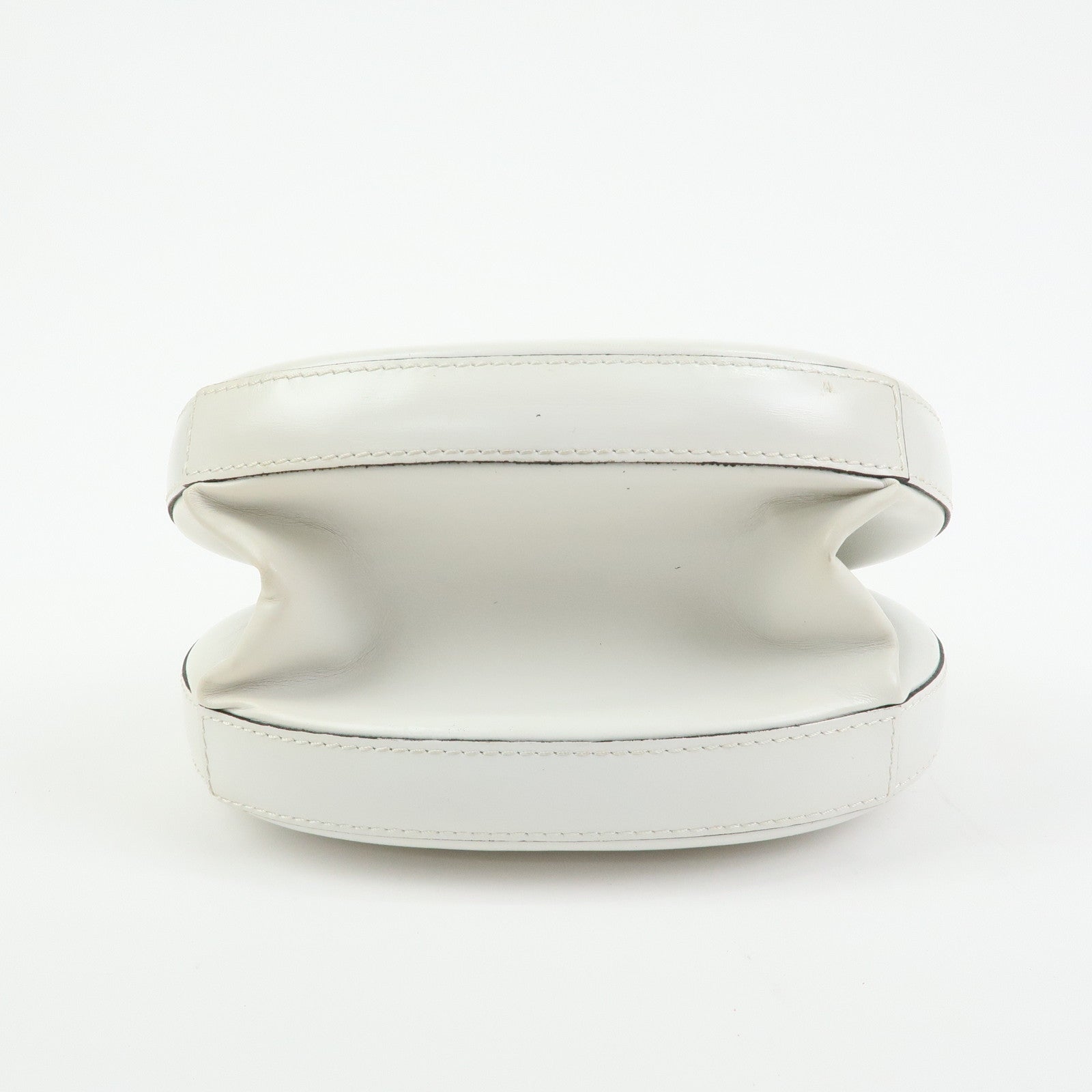 Loewe Logo Round Leather Hand Bag White